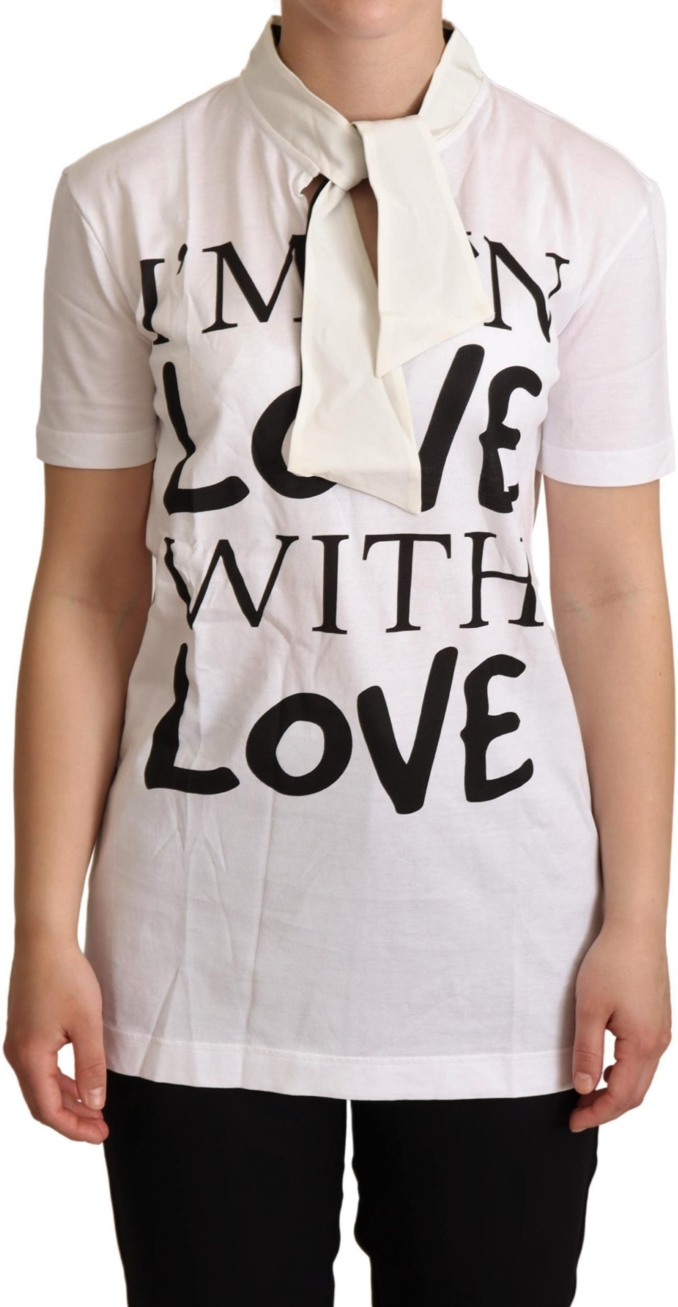 Dolce & Gabbana Damen Weißes Baumwollseiden I'm In Love T-Shirt