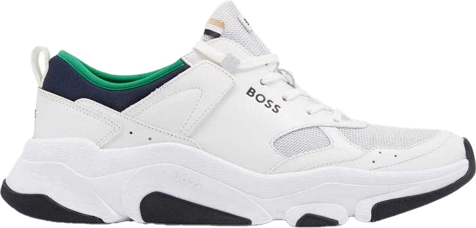 Hugo Boss - Herren Sneaker "Asher", Leder (Weiß/Grün)