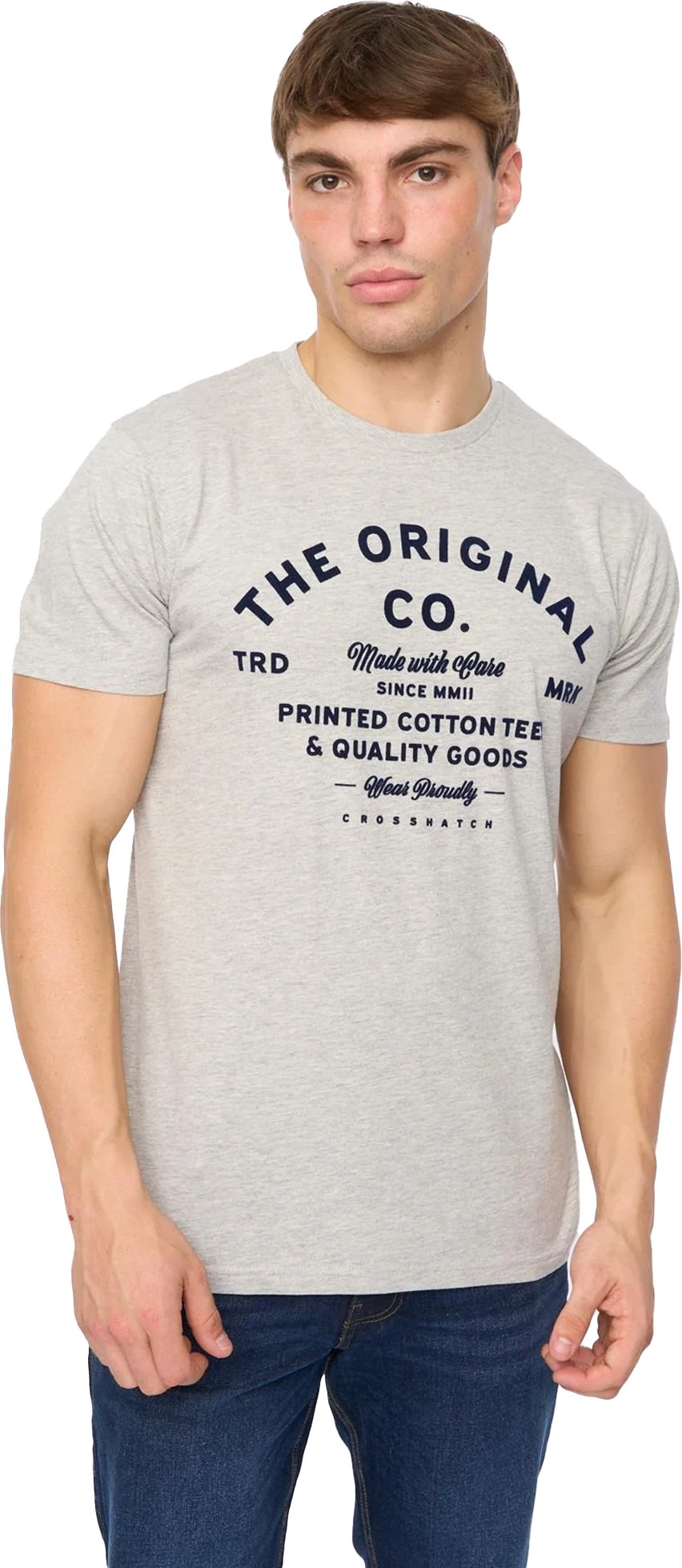 Crosshatch - "Shoptown" T-Shirt für Herren (Grau meliert)