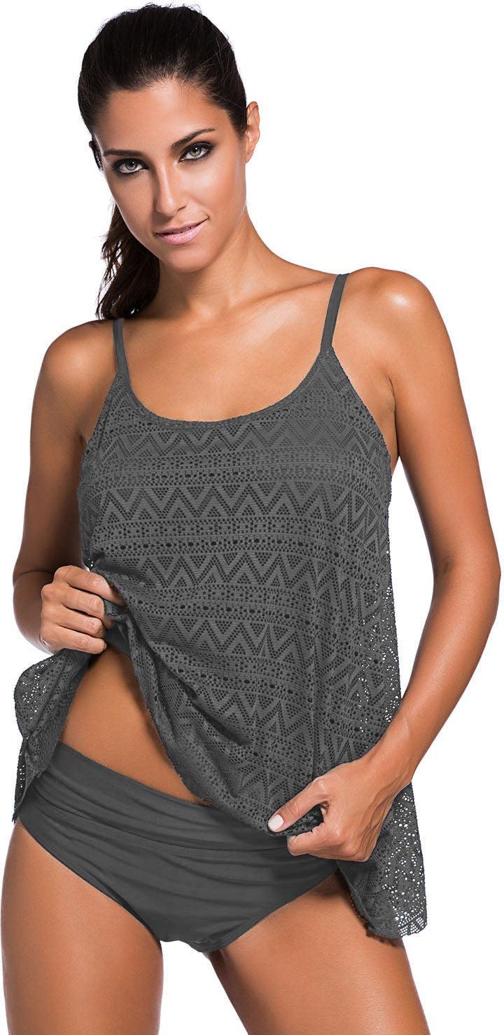 Spitzen-Tankini-Badeanzug-Set