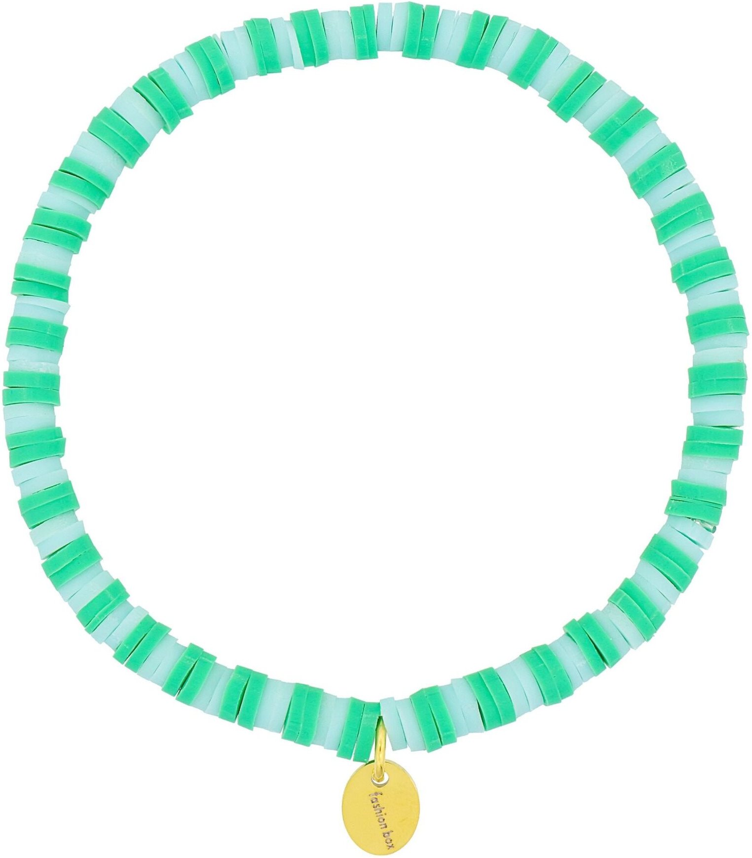 Fashionbox Armband Messing Vinylplättchen grün/hellgrün flexibel