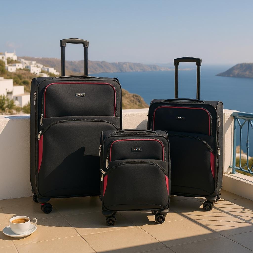 Erweiterbarer weicher schwarzer 8-Rad-Leichtkoffer-Gepäck-Reisetaschen