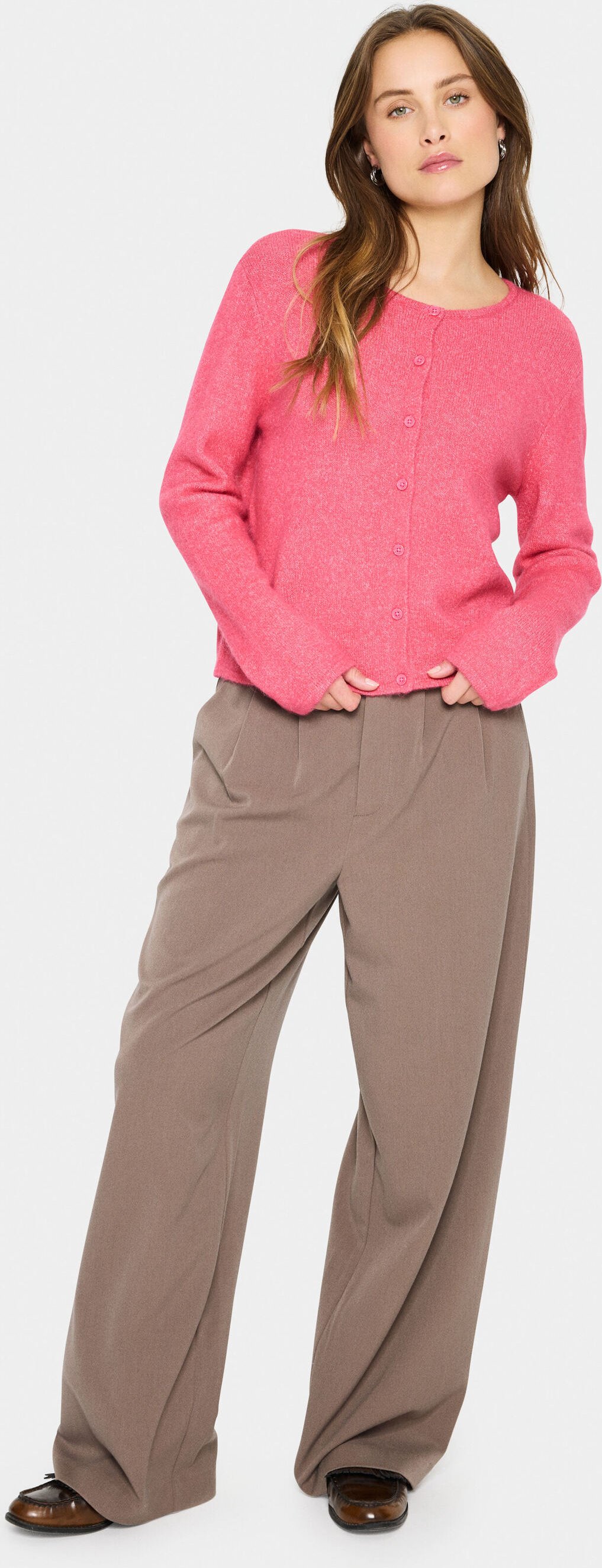 Strickjacke LarnaSZ Strickjacke Gerade Passform pink