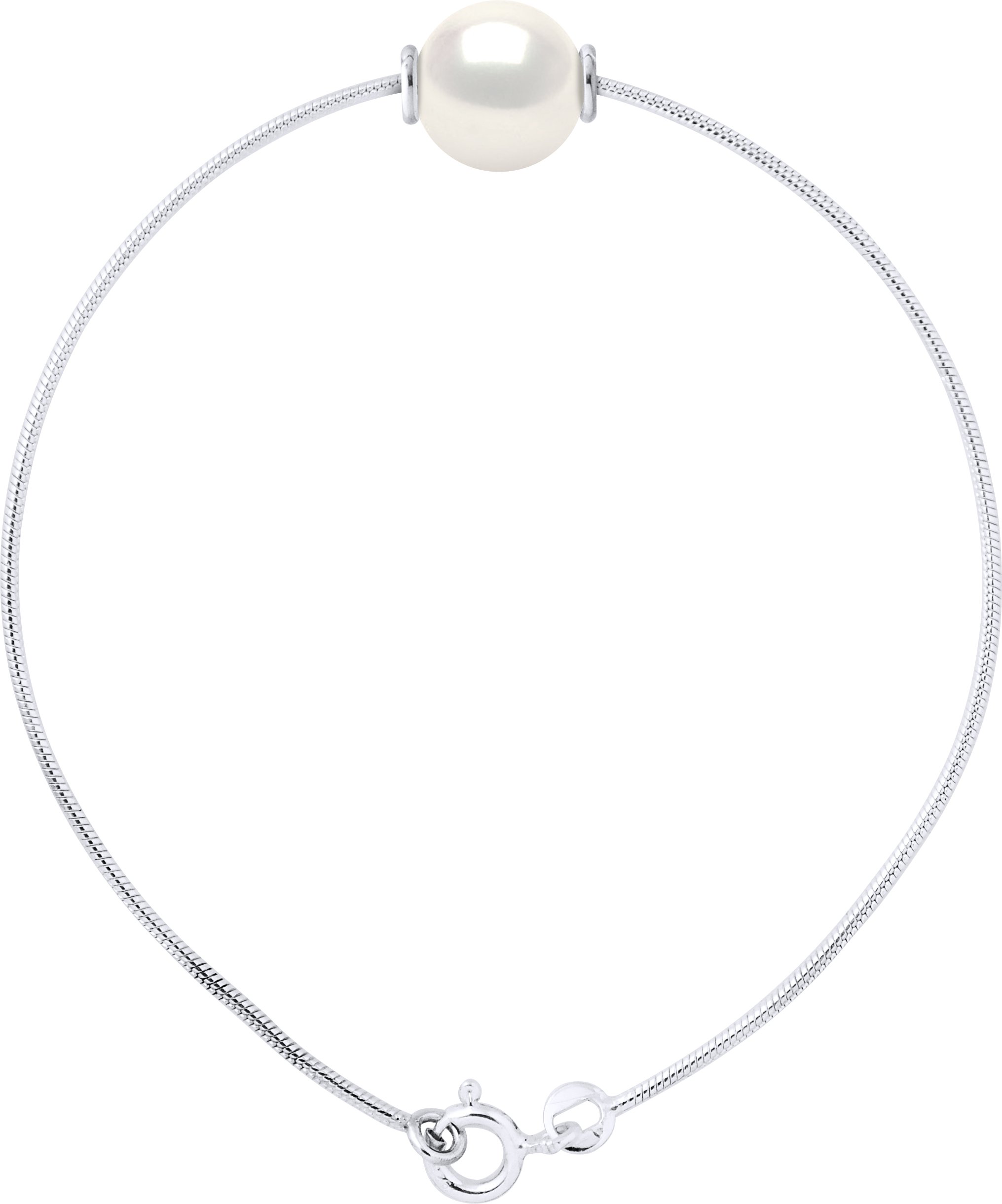 Maschenarmband Serpentin Rund Süßwasserperle und Weiß 9-10 mm 925