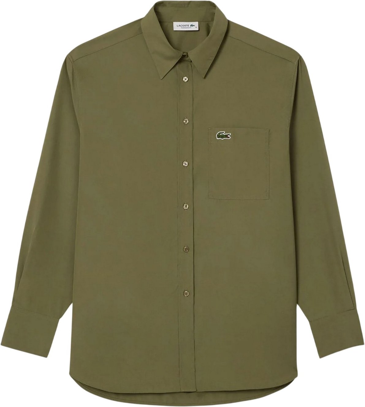 Lacoste - Hemd für Damen, Popelin, Übergroß, Langärmlig (Khakigrün)