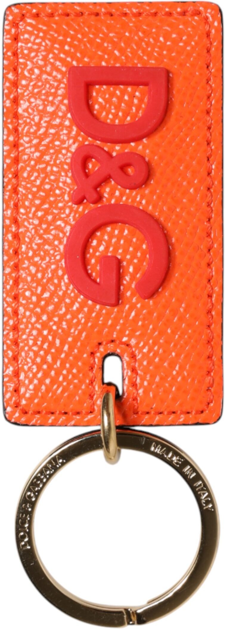 Oranger Kalbsleder-Logo-Metallring-Schlüsselanhänger