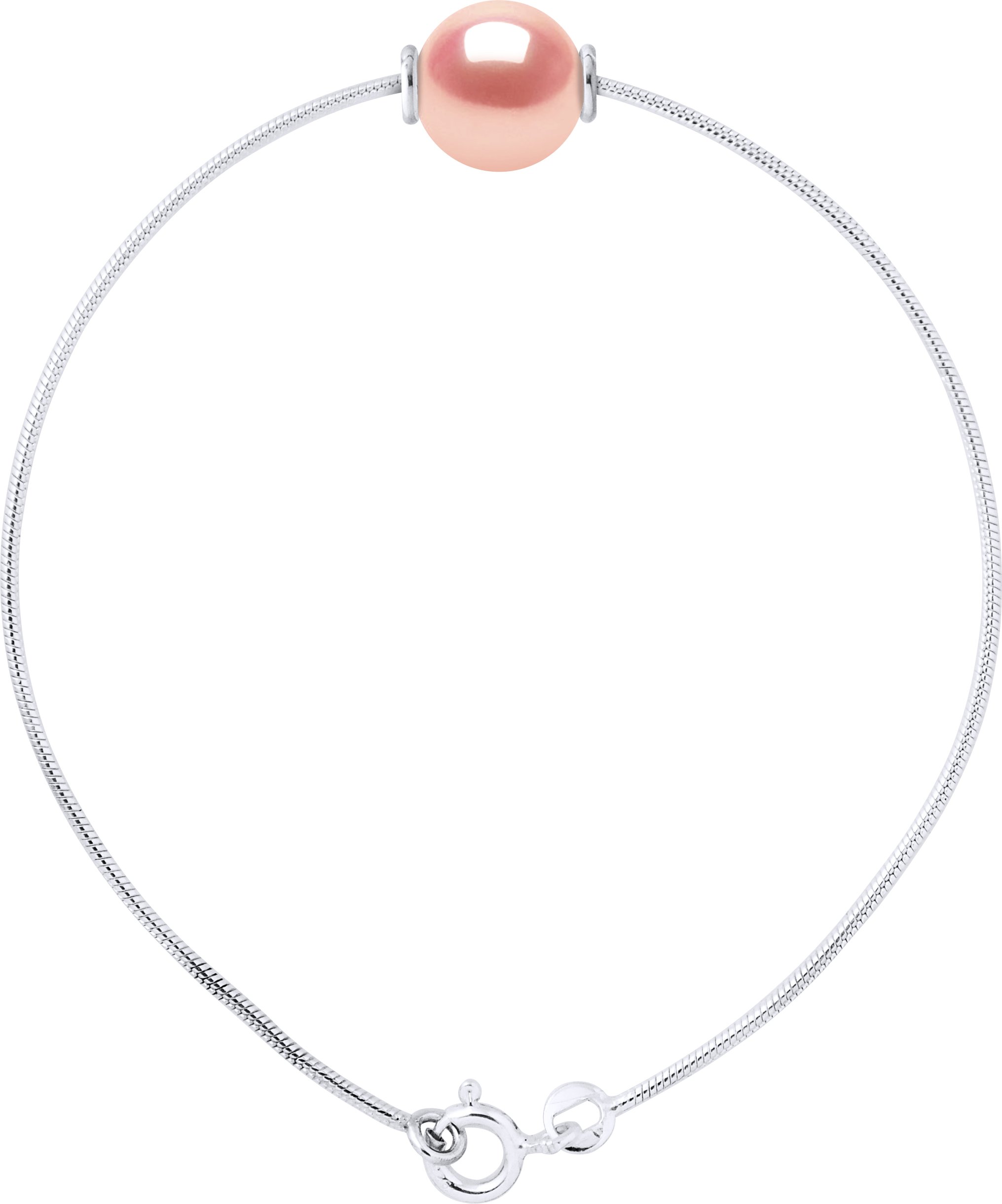 Maschenarmband Serpentin Rund Süßwasserperle und Rose Natürlich 9-10 mm 925