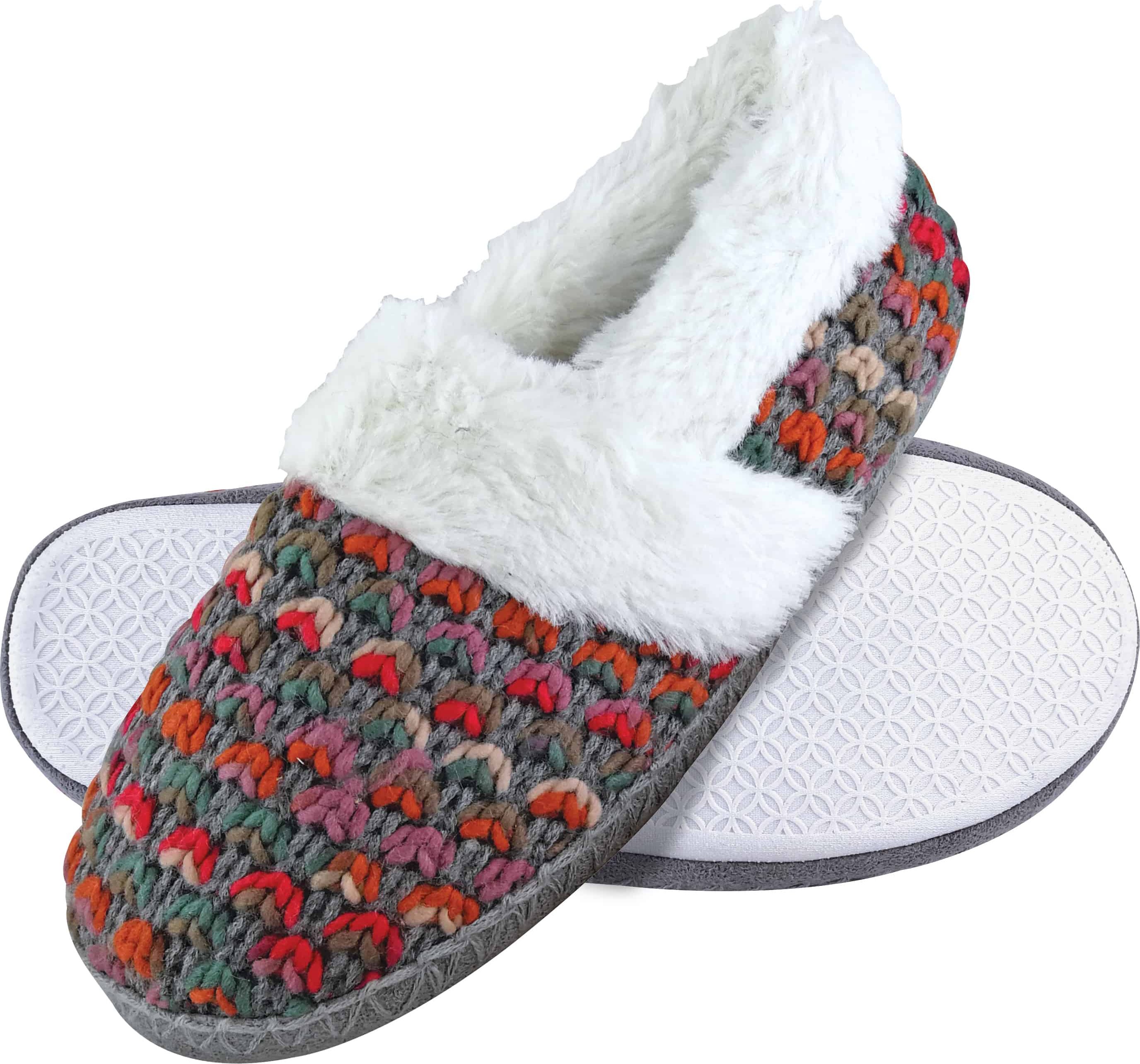 Dunlop - Damen niedlich flauschig Plüsch Winter warm Luxus Komfort gestrickt Hausschuhe