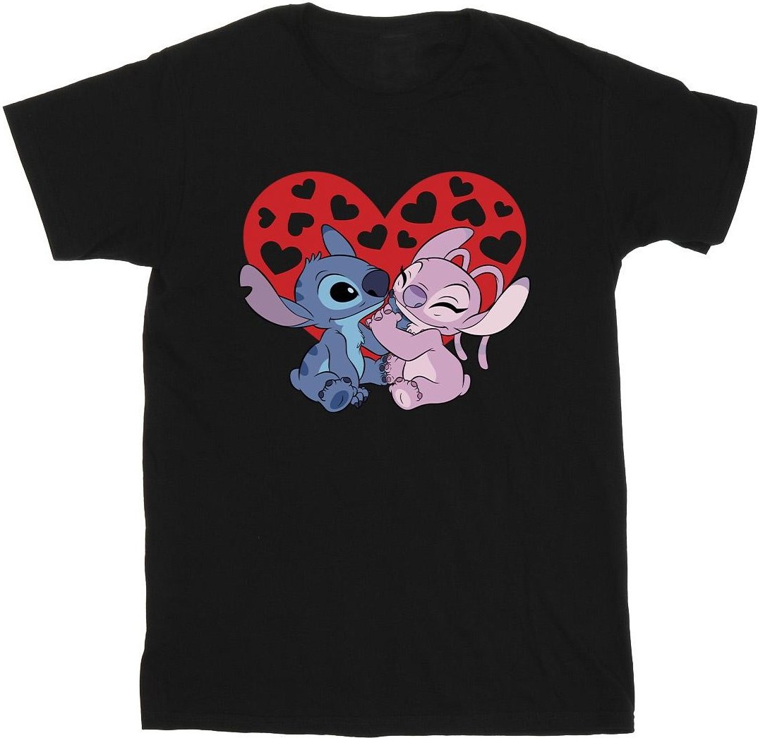 Disney - "Lilo & Stitch Hearts" T-Shirt für Mädchen (Schwarz)