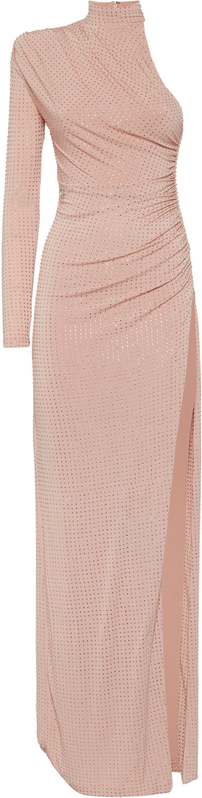 Jersey Long Dress Mono Sleeve Strass