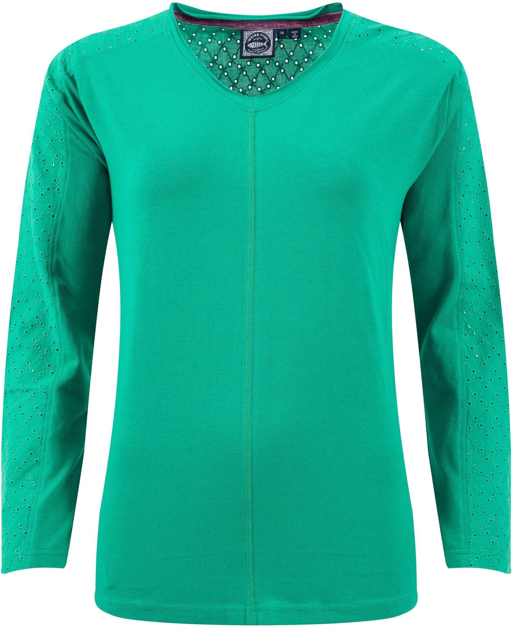 Weird Fish - "Topia" Oberteil für Damen, Lochstickerei (Grün)