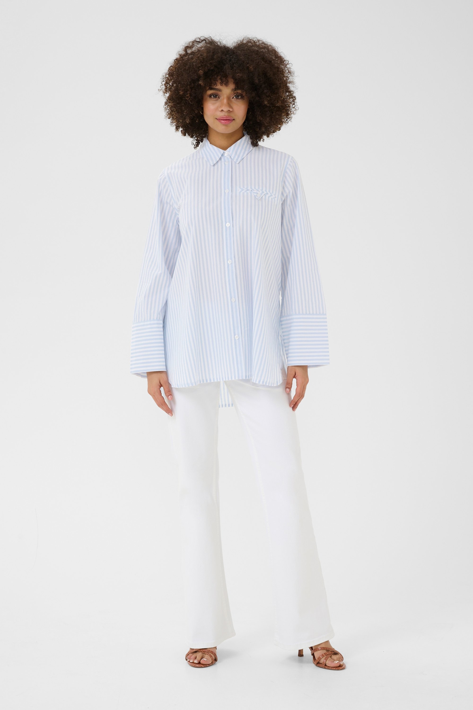 Thumbnail - Langarm - Hemd Loose fit Blue/white Stripe blue white