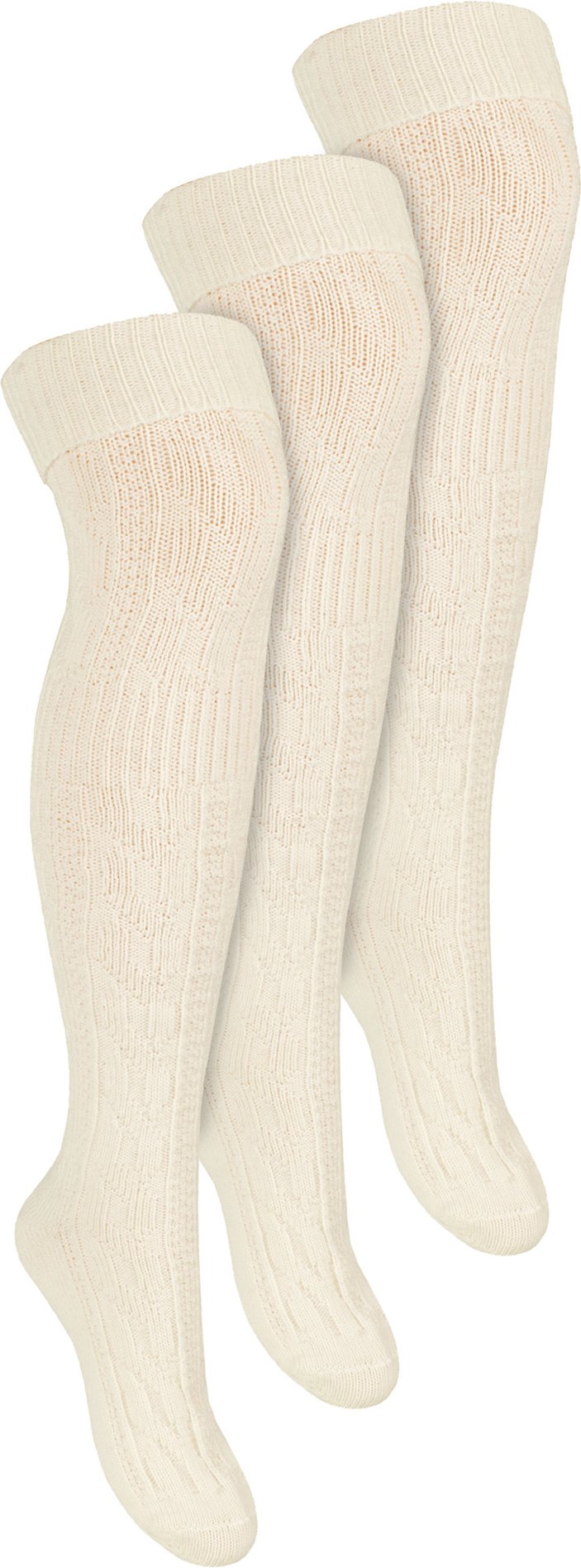 3 Paar Overknee-Wollsocken für Damen | Steven | Extralange Damen-Wollsocken Ecru