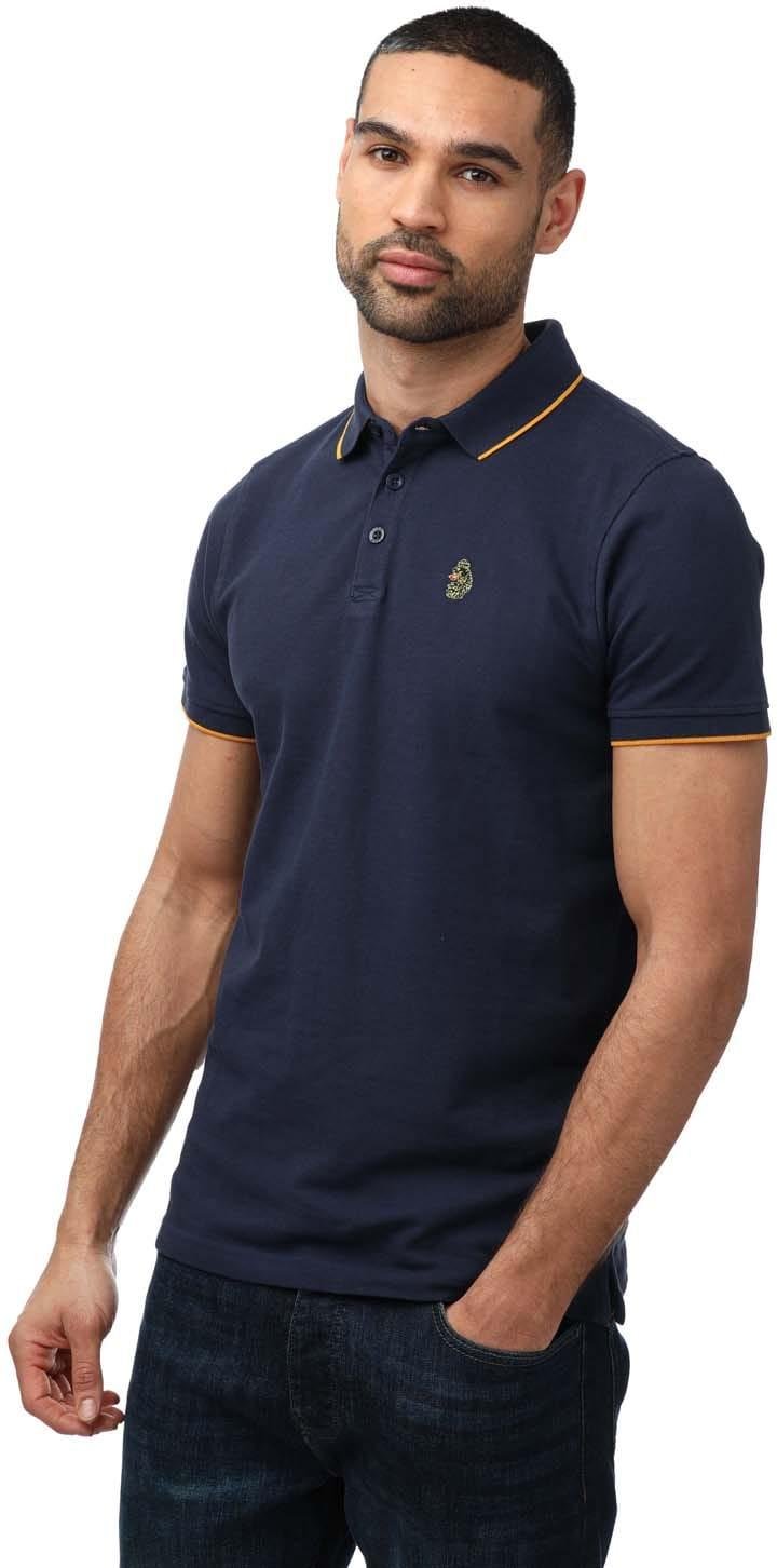 Luke 1977 - "Ricky" Poloshirt Mit kontrastfarbenen Streifen für Herren (Marine)