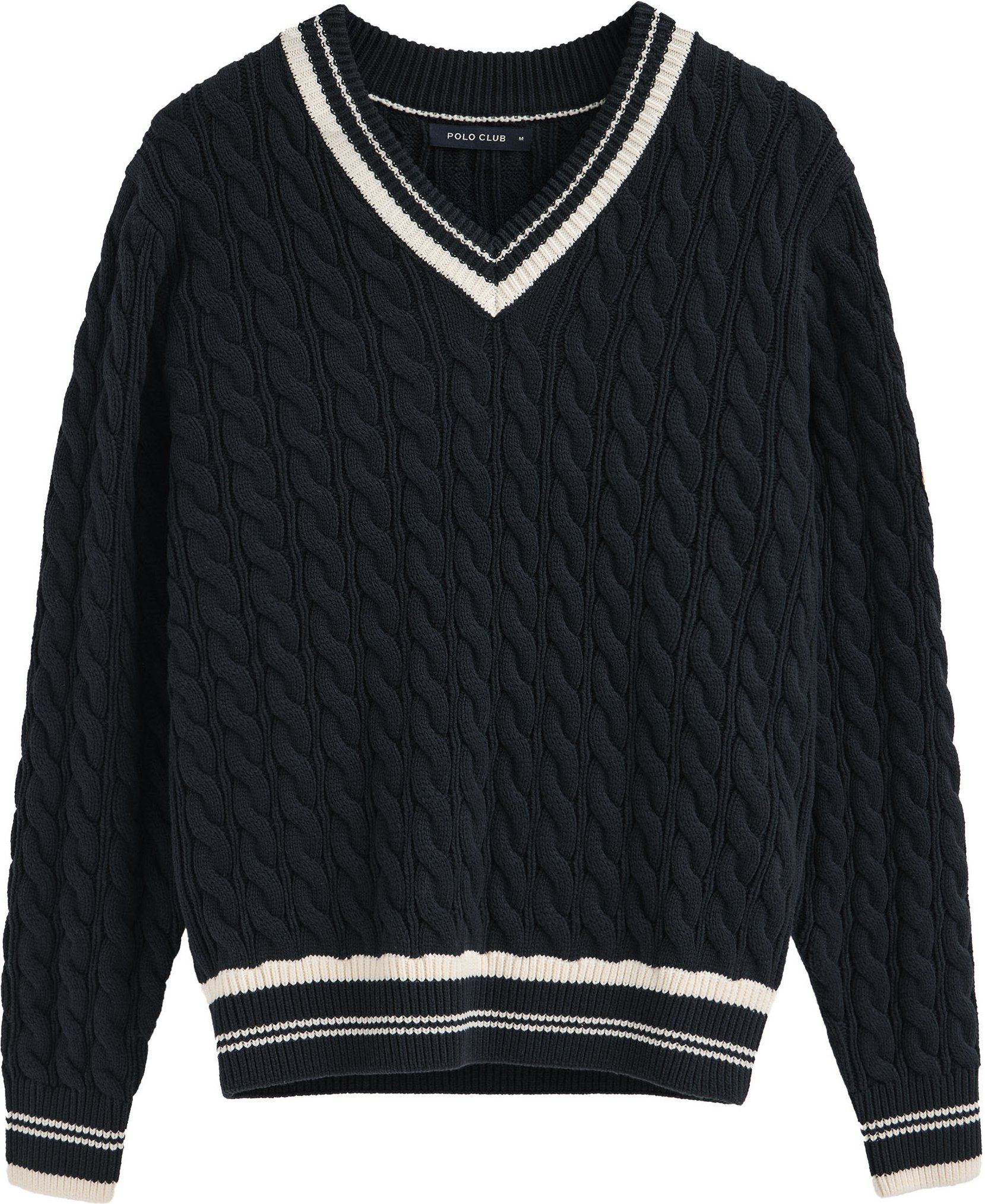 Pullover marineblau mit V-Ausschnitt und maritimem Polo Club-Patch