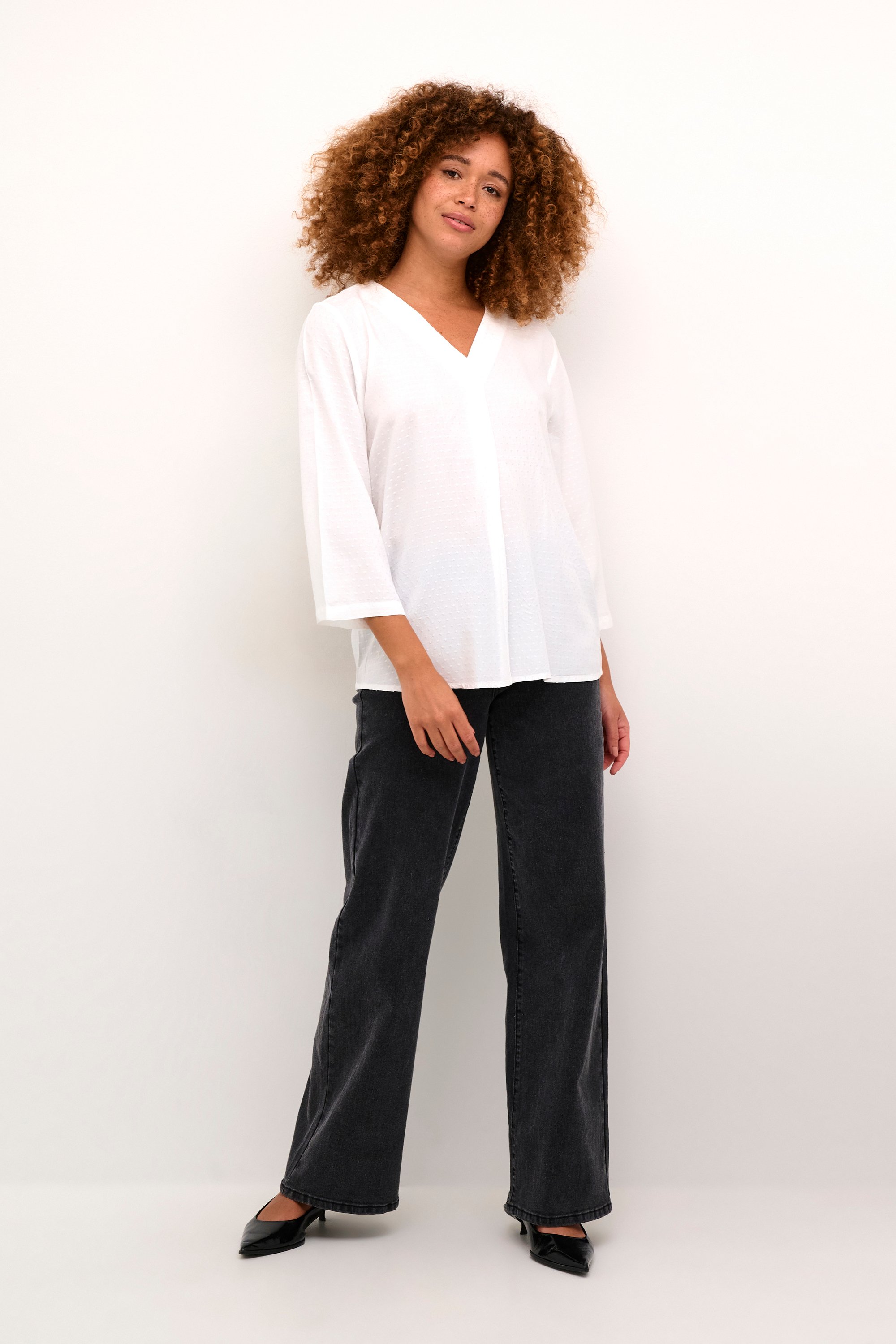 Langarm-Bluse Regular fit Chalk white