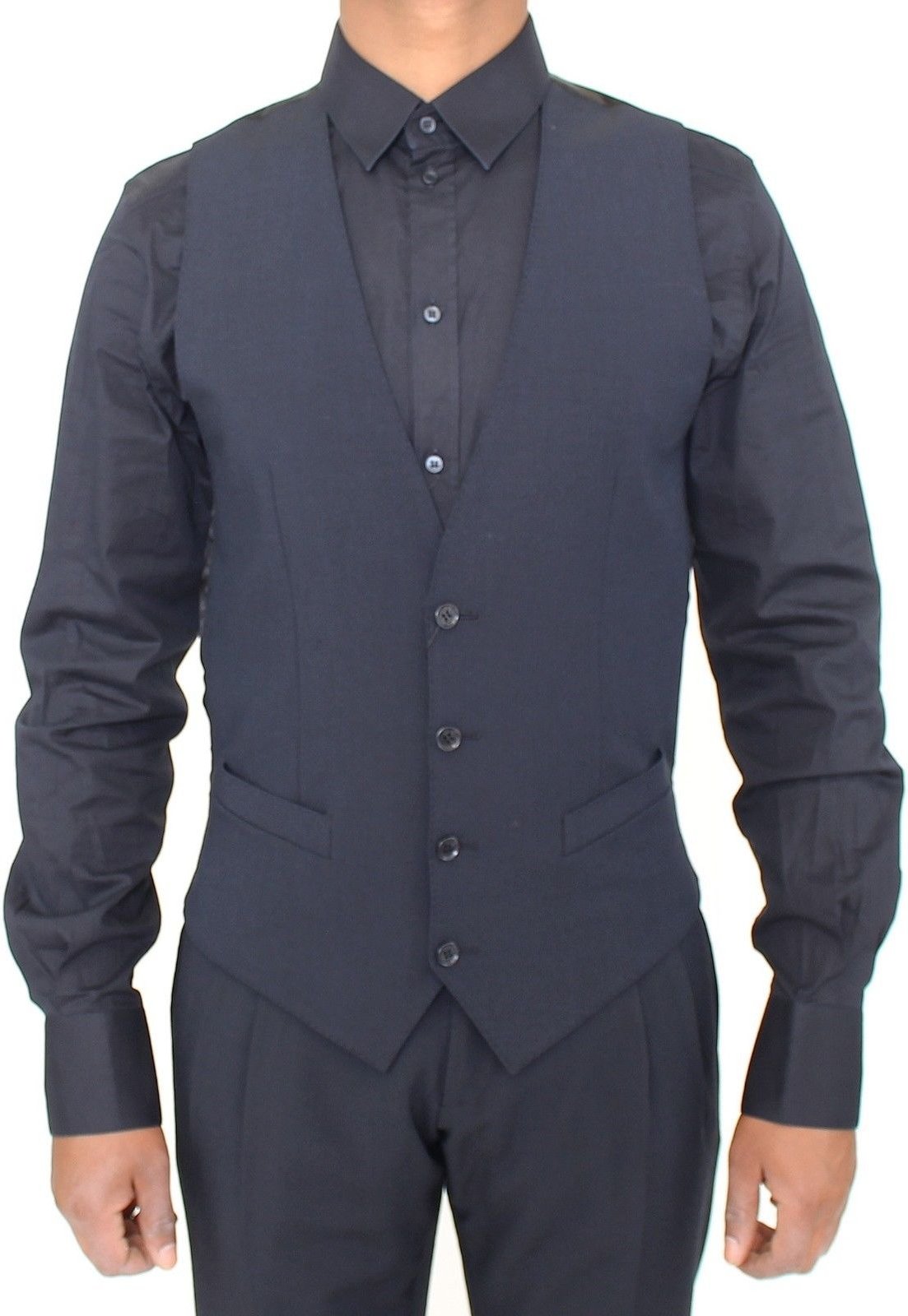 Dolce & Gabbana - Gilet habillé noir en laine pour hommes