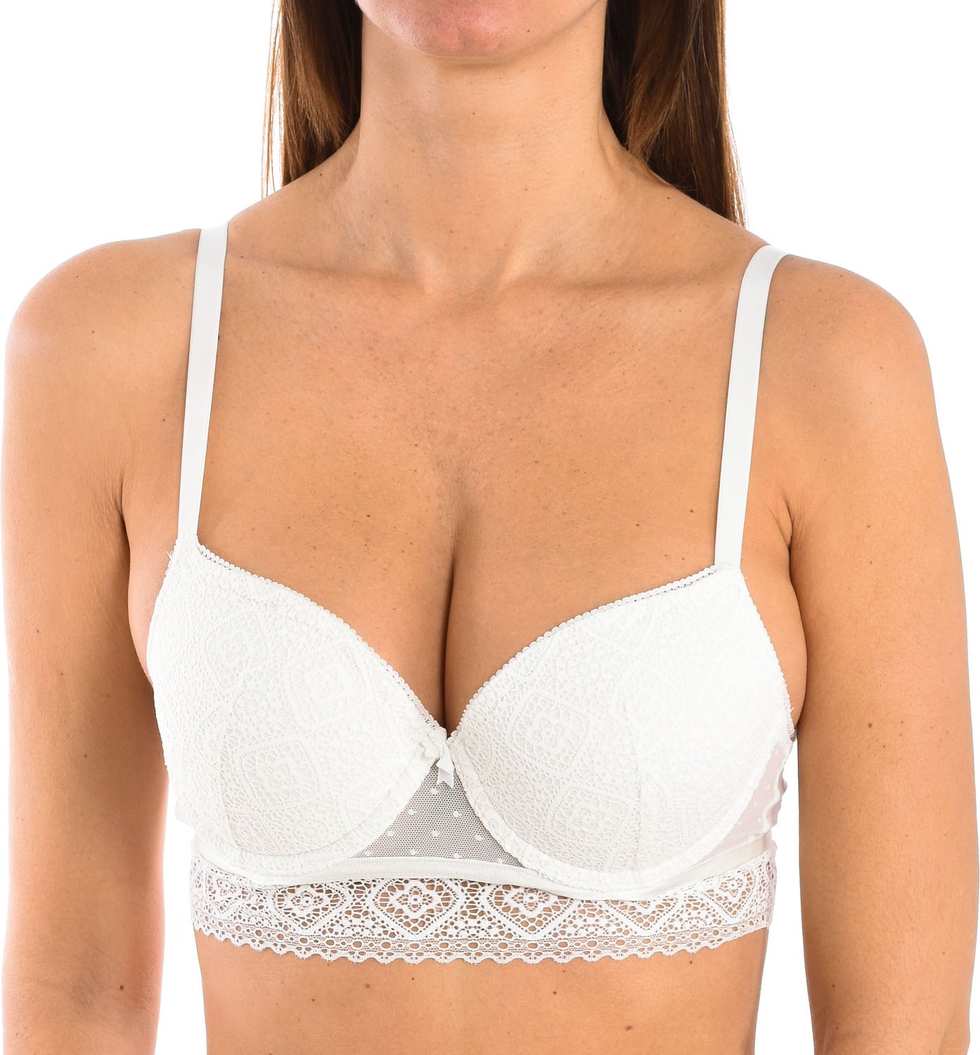 AMAYA Damen Spitzen-Bügel-Push-Up-BH