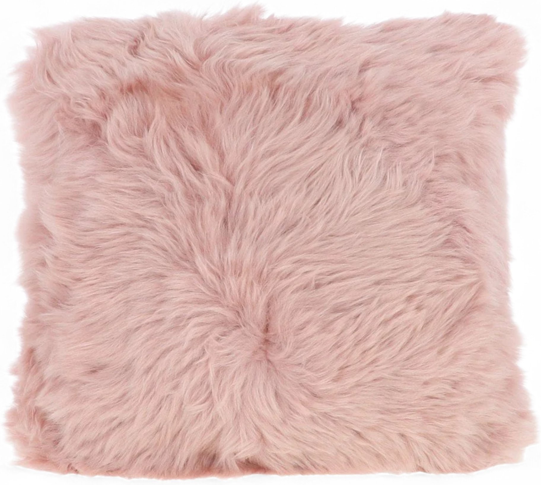 Echtes Schaffell, Rosa, 40 x 40 cm, einseitiges Kissen aus echter Wolle