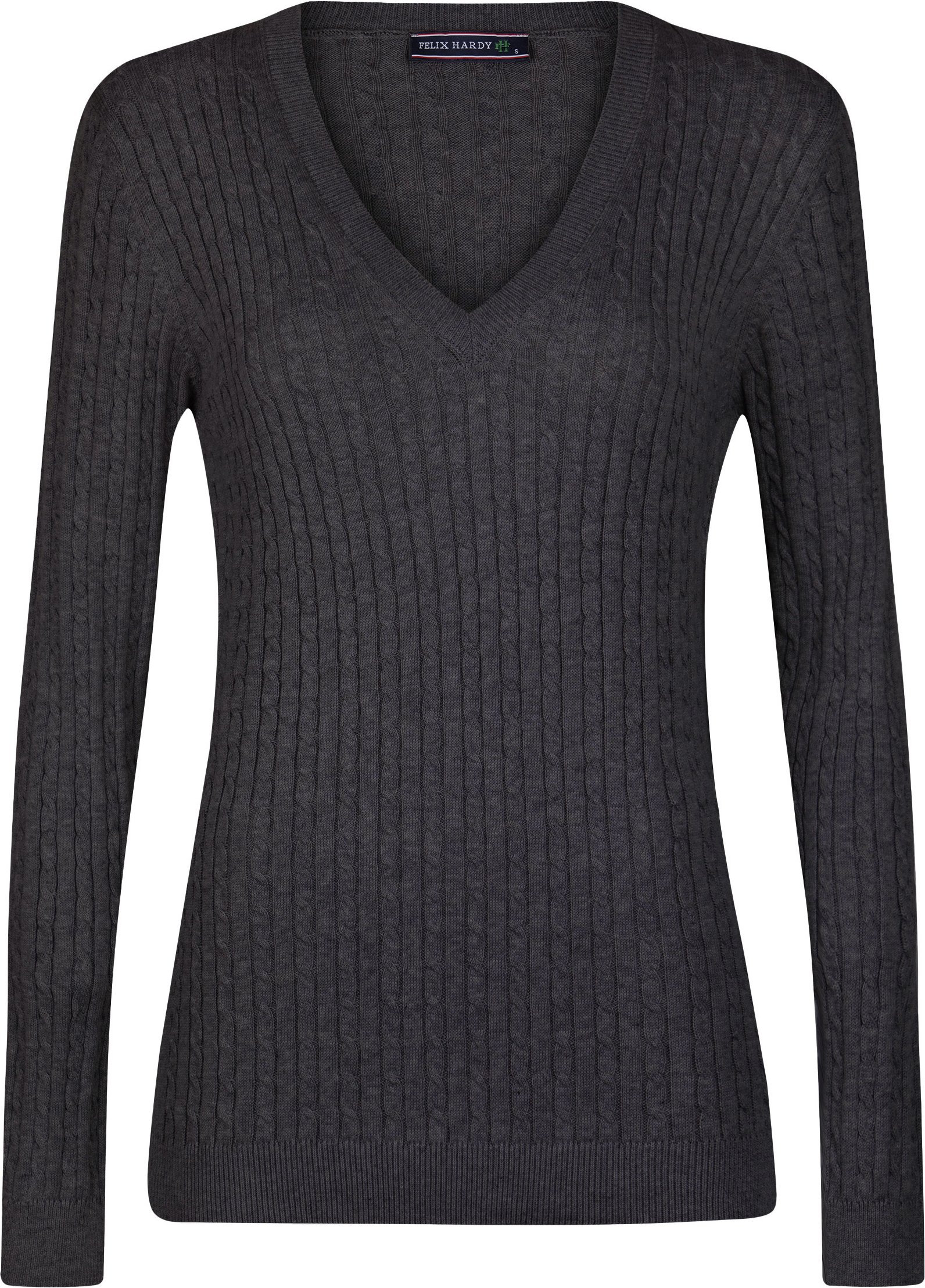 Thumbnail - Pullover Kabelstrick-Pullover Mit V-Ausschnitt
