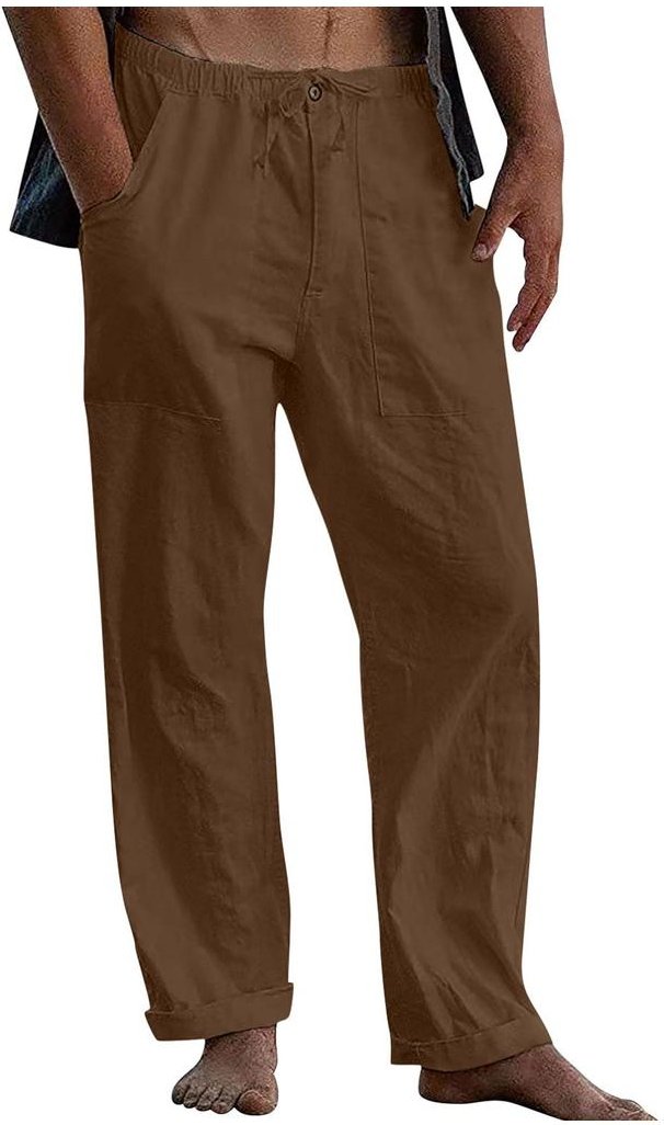 Thumbnail - Loose Fit Plus Size Hose mit Flachs-Baumwoll-Mischung
