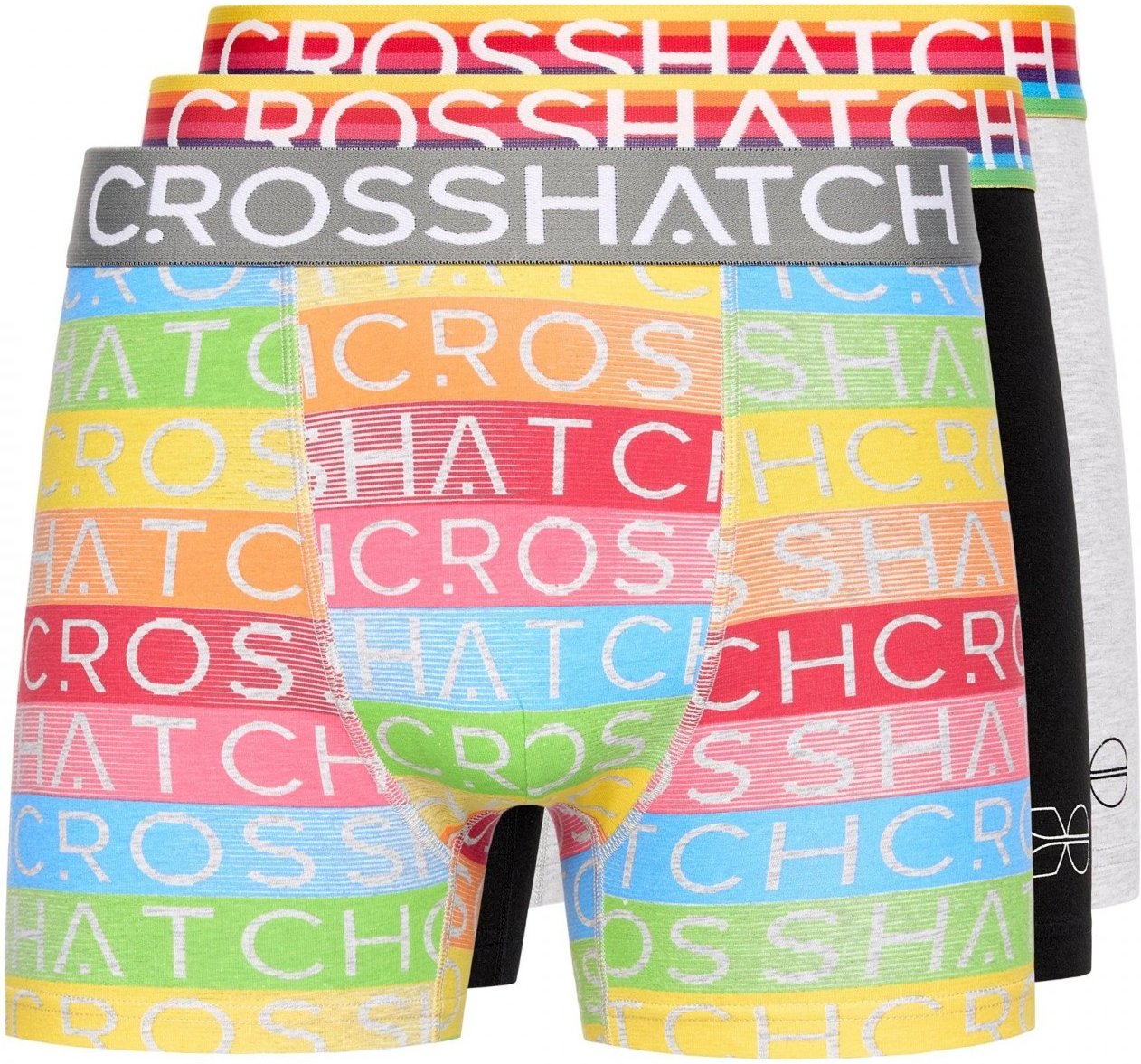 Crosshatch - "Rainbow Mix" Boxershorts für Herren(3er-Pack) (Grau)