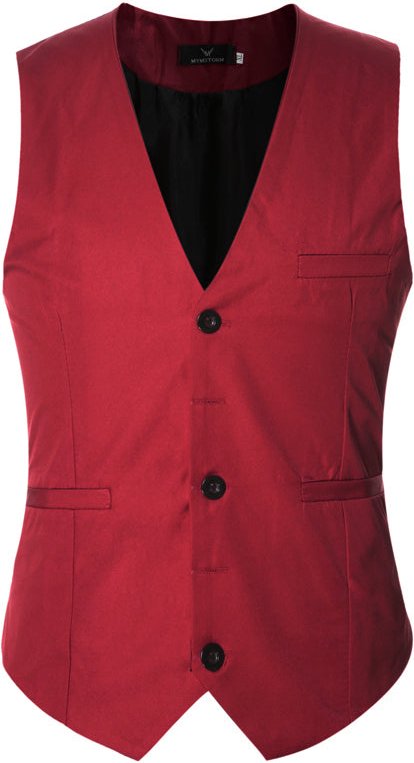 Thumbnail - Slim Fit Einfarbige Mode Weste Rot