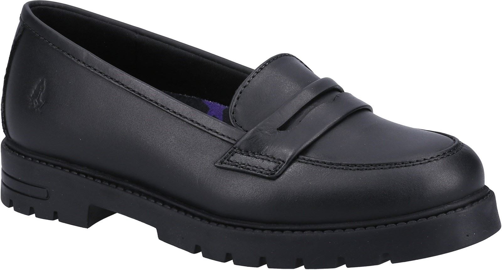 Hush Puppies Hazel Loafer SNR Mädchenschwarze Slipper Aus Leder