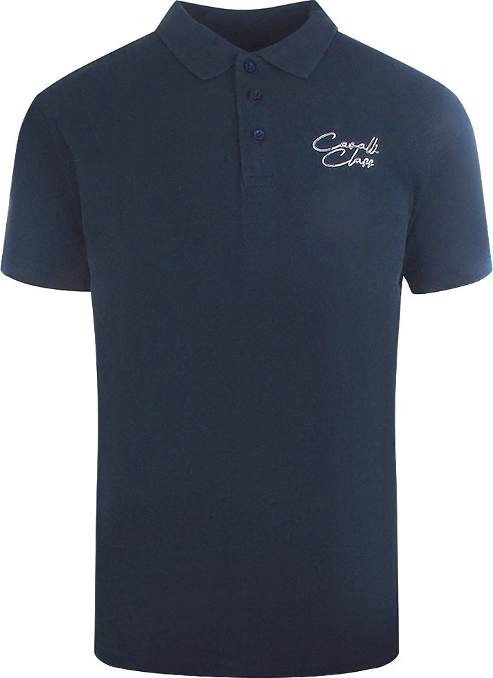Cavalli Class Signature Logo Marineblaues Poloshirt
