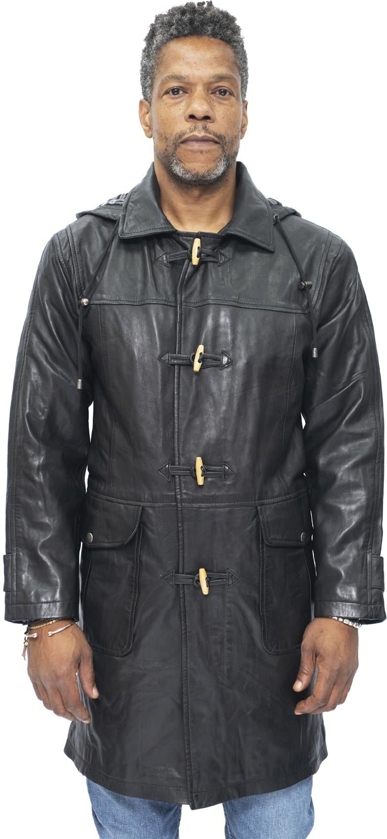 Thumbnail - Herren-Leder-Duffle-Klassiker-Mantel-Aylesbury