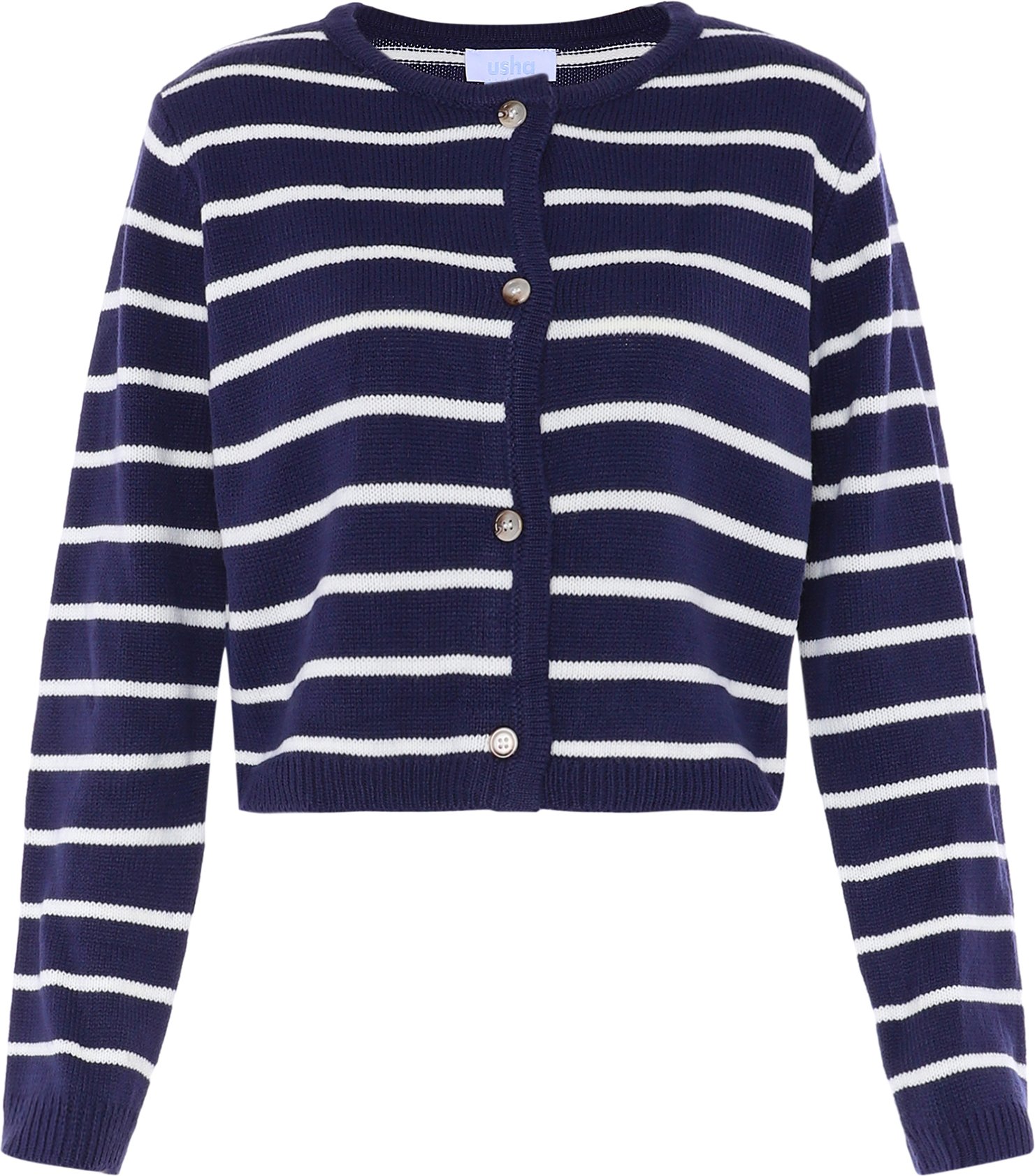 usha Strickjacke Damen MARINE WEISS STREIFEN