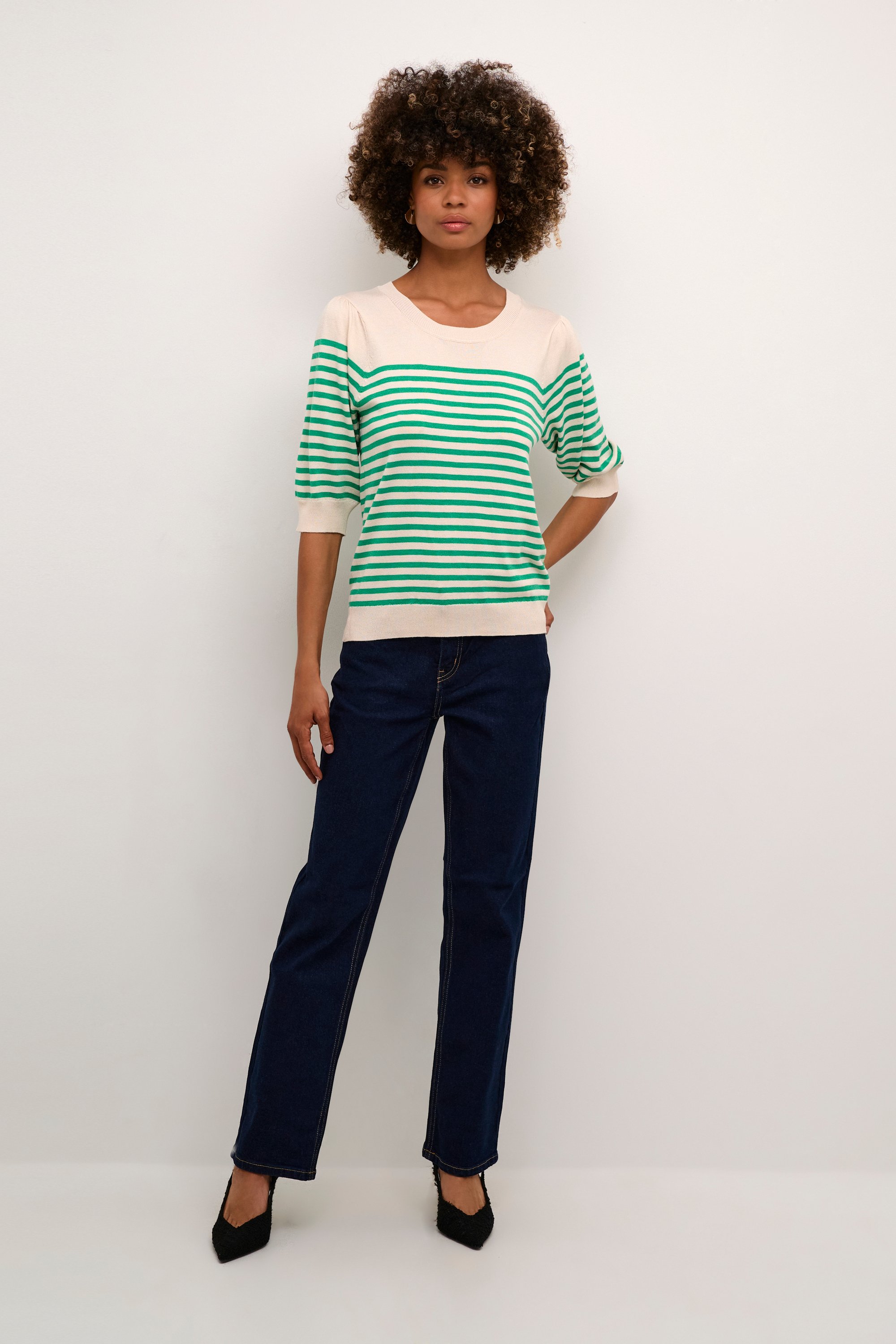 Thumbnail - Strickpullover Klassische Passform white green
