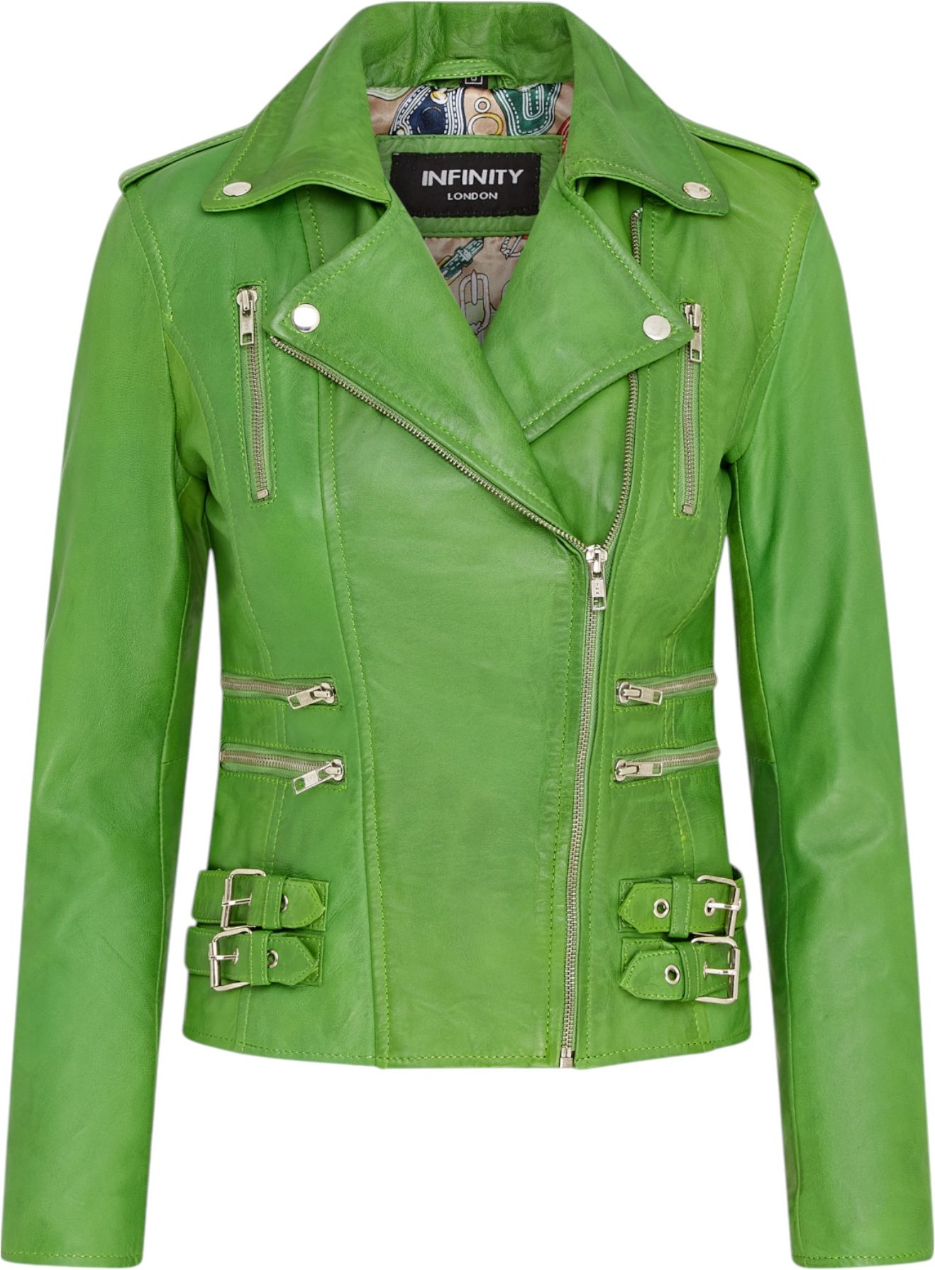 Damen Leder Apfelgrün Brando Bikerjacke-Loddon