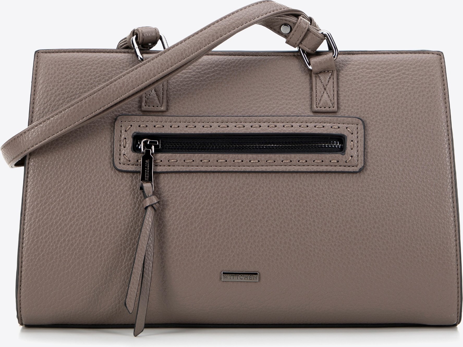 Wittchen Damenhandtasche mit Zierborte, taupe, Kunstleder