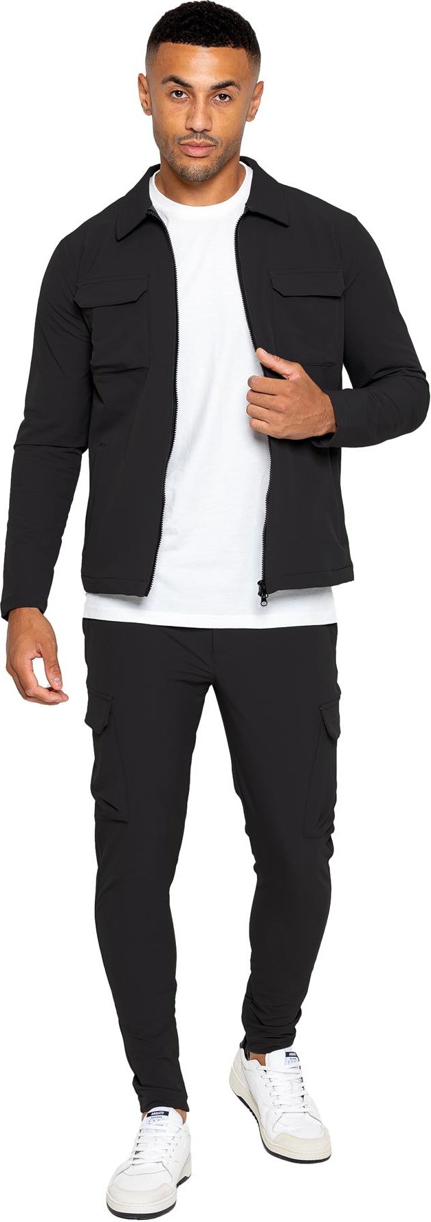 Thumbnail - Enzo | Herren Cargo Shacket Trainingsanzug Set - Schwarz