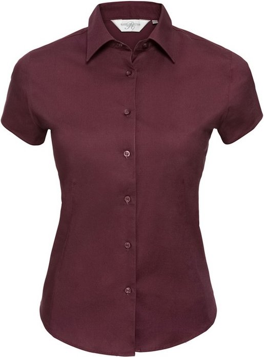 Russell Collection - Hemd Pflegeleicht für Damen kurzärmlig (Portwein)