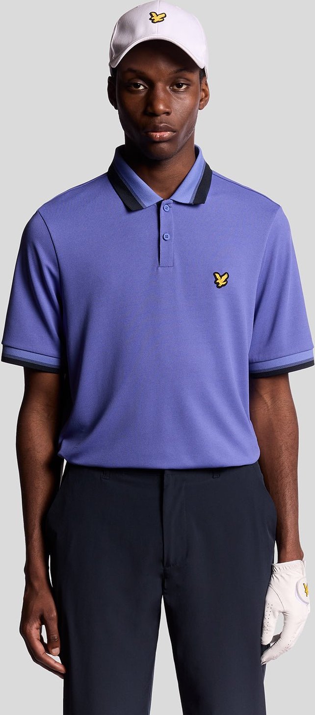 Lyle & Scott Poloshirt mit Golf-Rippstrick – Blau