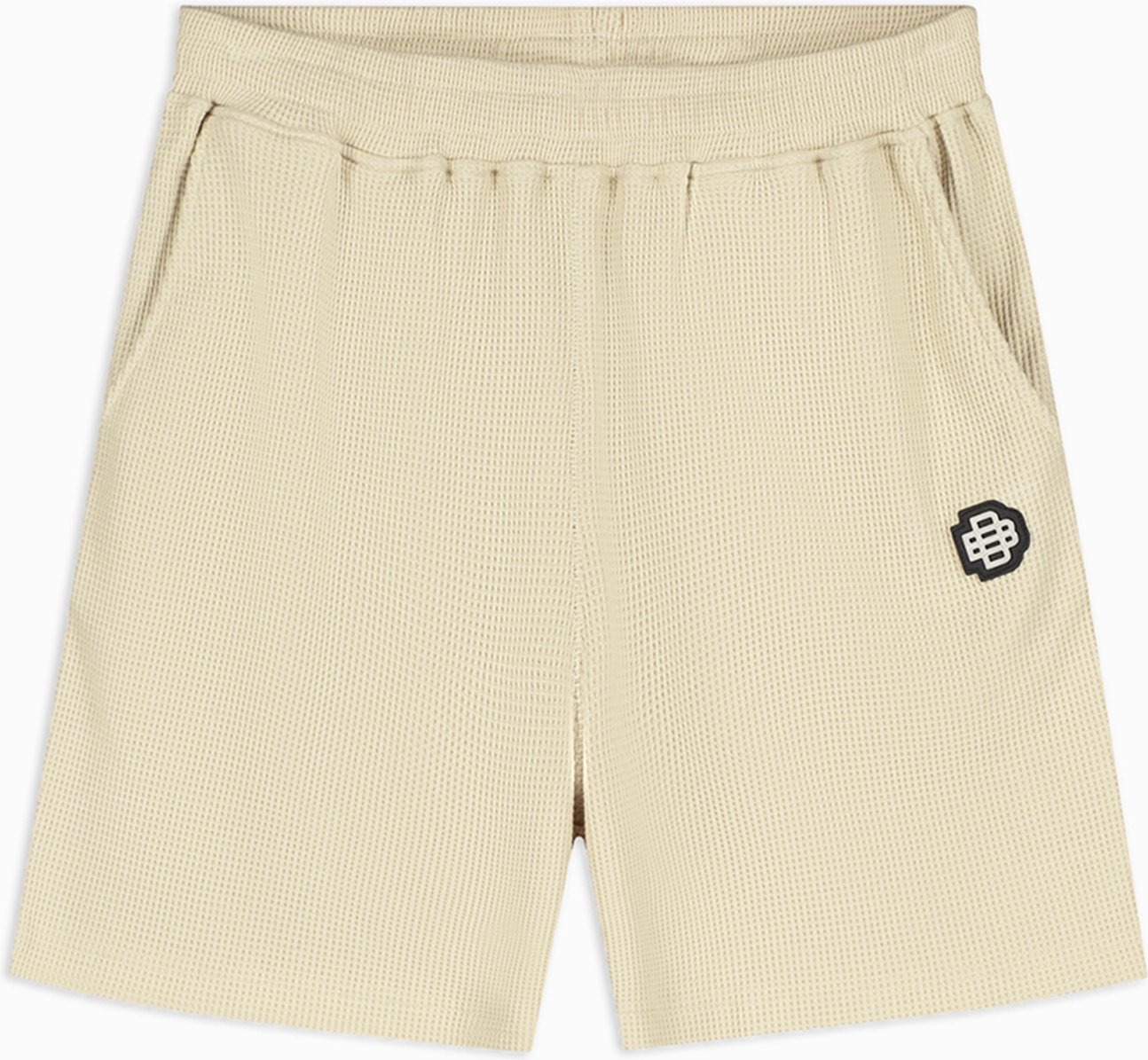 Schwarze Bananen Monogram Waffel Shorts, Beige