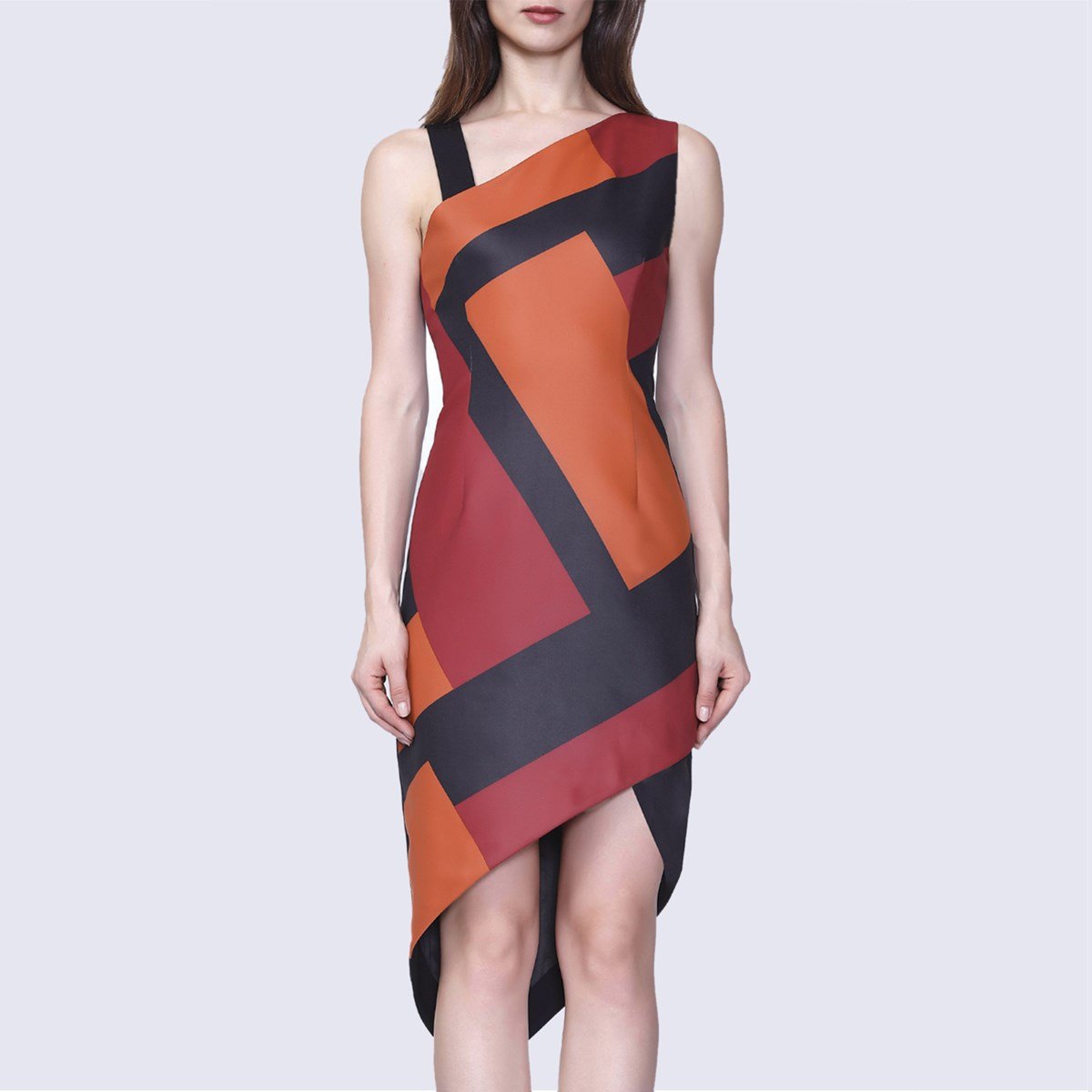 Asymmetrisches Kleid mit geometrischem Druck