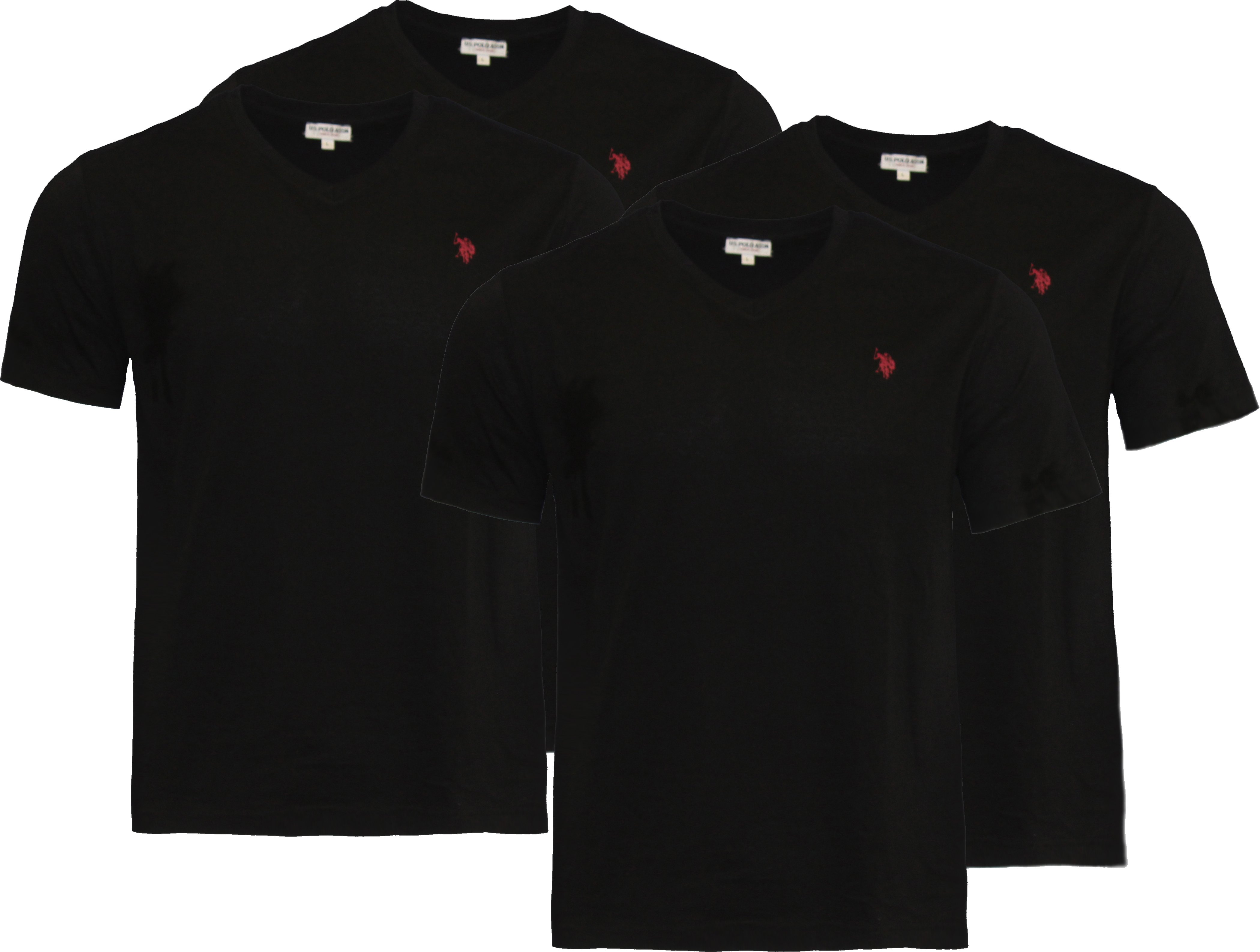 U.S. Polo Assn. 4 PACK V-Ausschnitt - T-Shirt basic in Schwarz