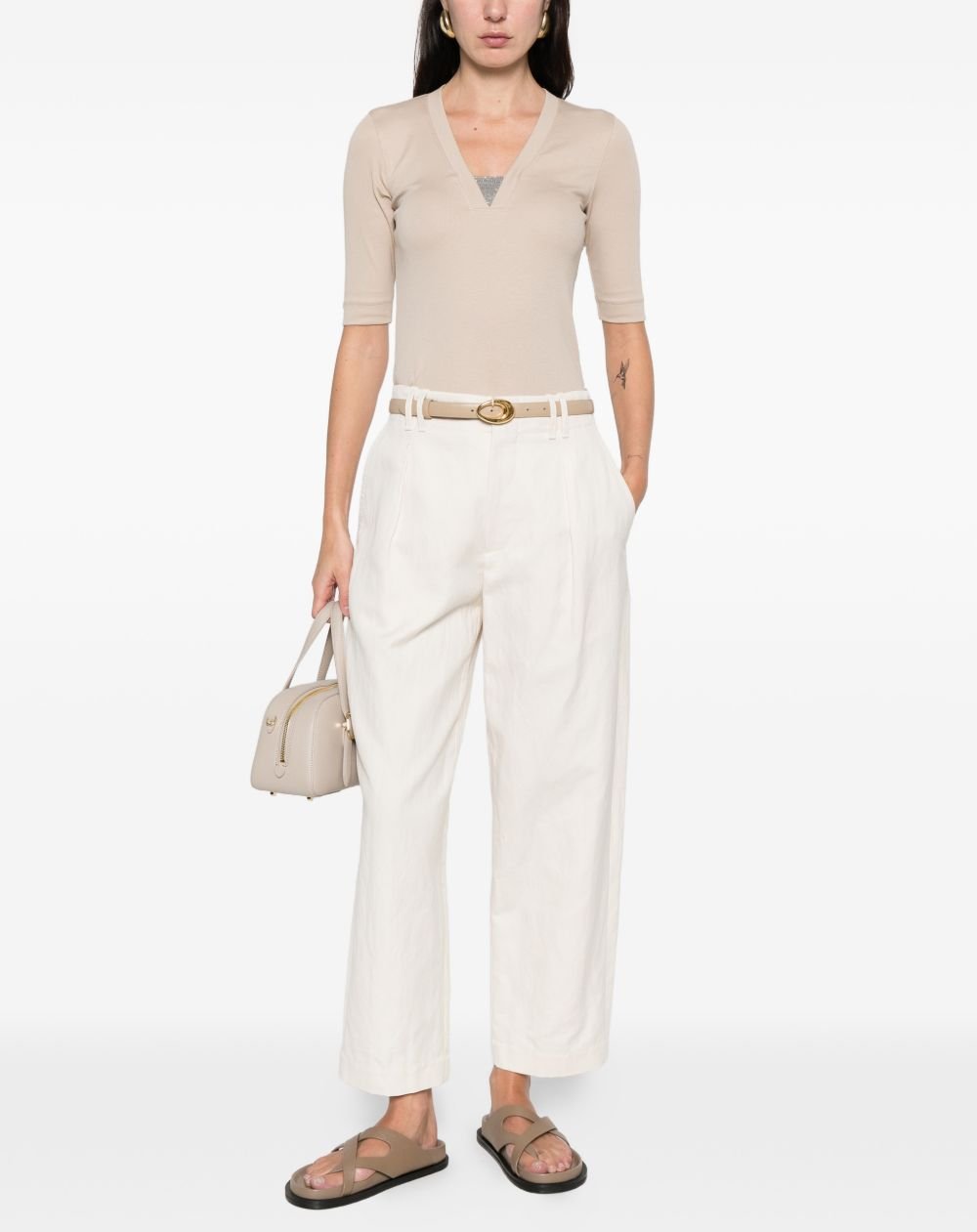 Baumwoll-V-Ausschnitt-Pullover