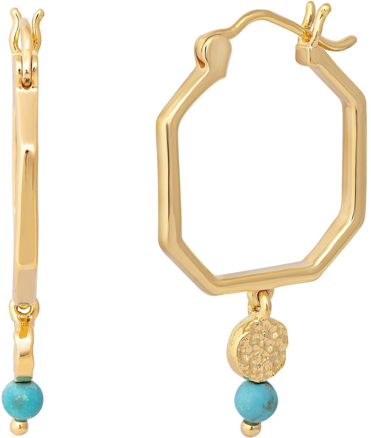cai Creolen 925 Silber vergoldet Oktagon Plättchen türkiser Howlith