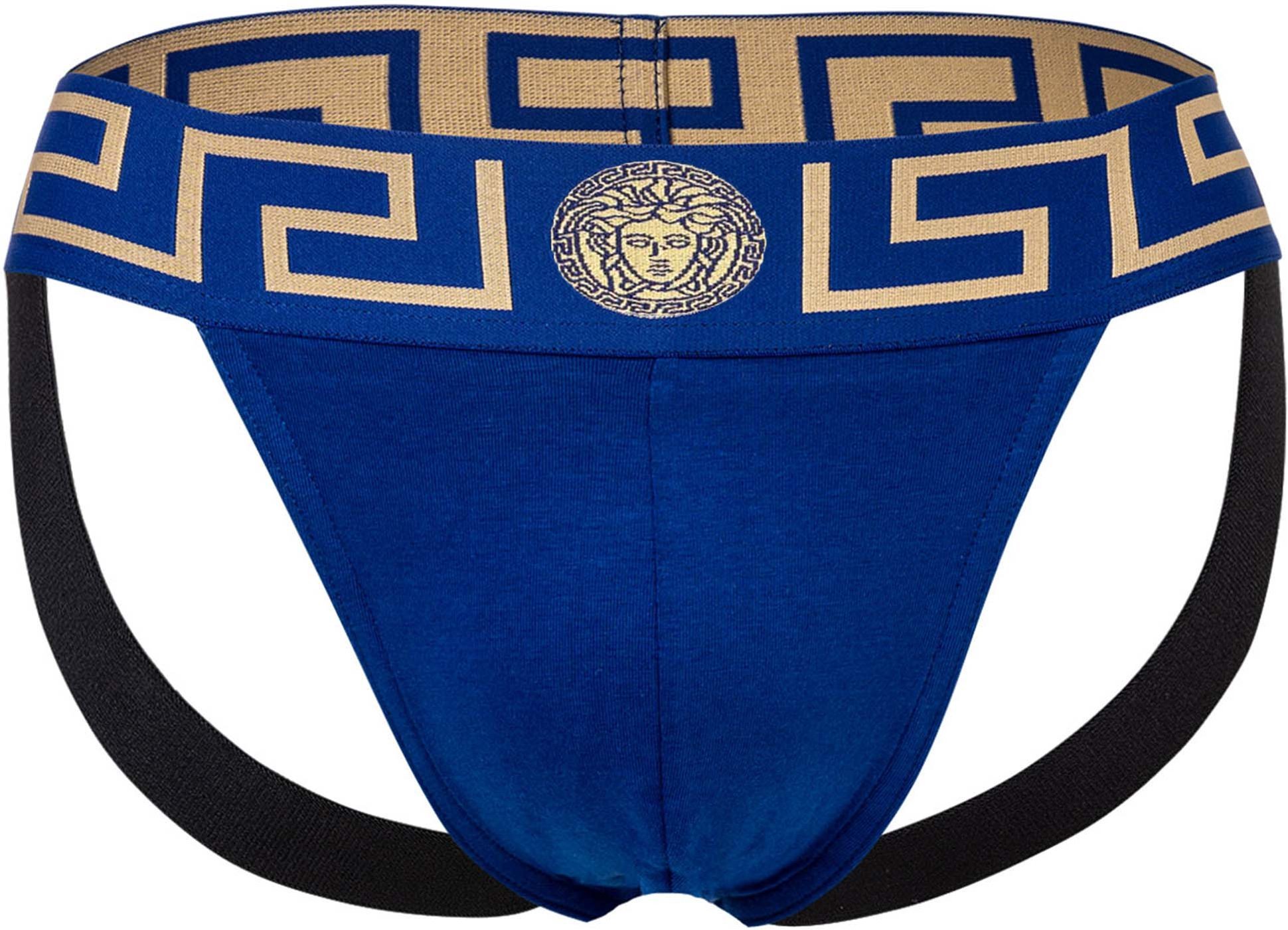 Versace Underpants Jock Strap Jersey Topeka Bi-Stretch Cotton Organic New Logo Jockstrap