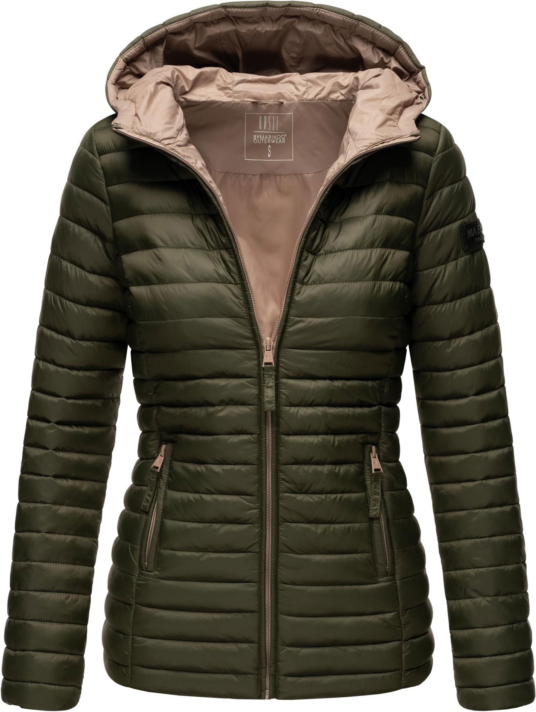 Marikoo Damen Steppjacke – Asraa, leicht mit Kapuze & Kontrastfutter