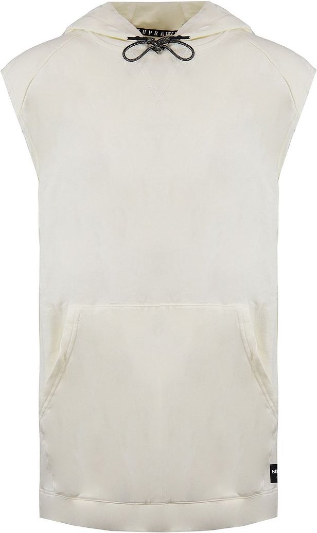 Supra Logo ärmellose Pullover Creme Herren Baumwoll Hoodie 102171 036