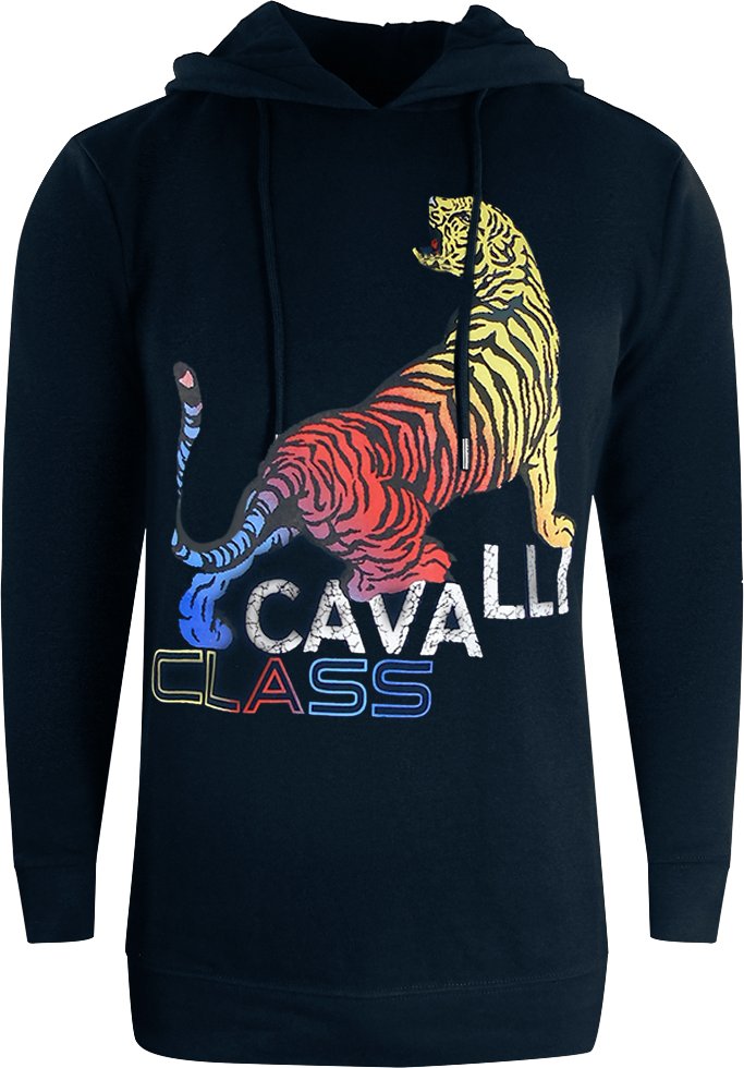 Cavalli Class – Kapuzenpullover mit Tiger-Logo in Marineblau