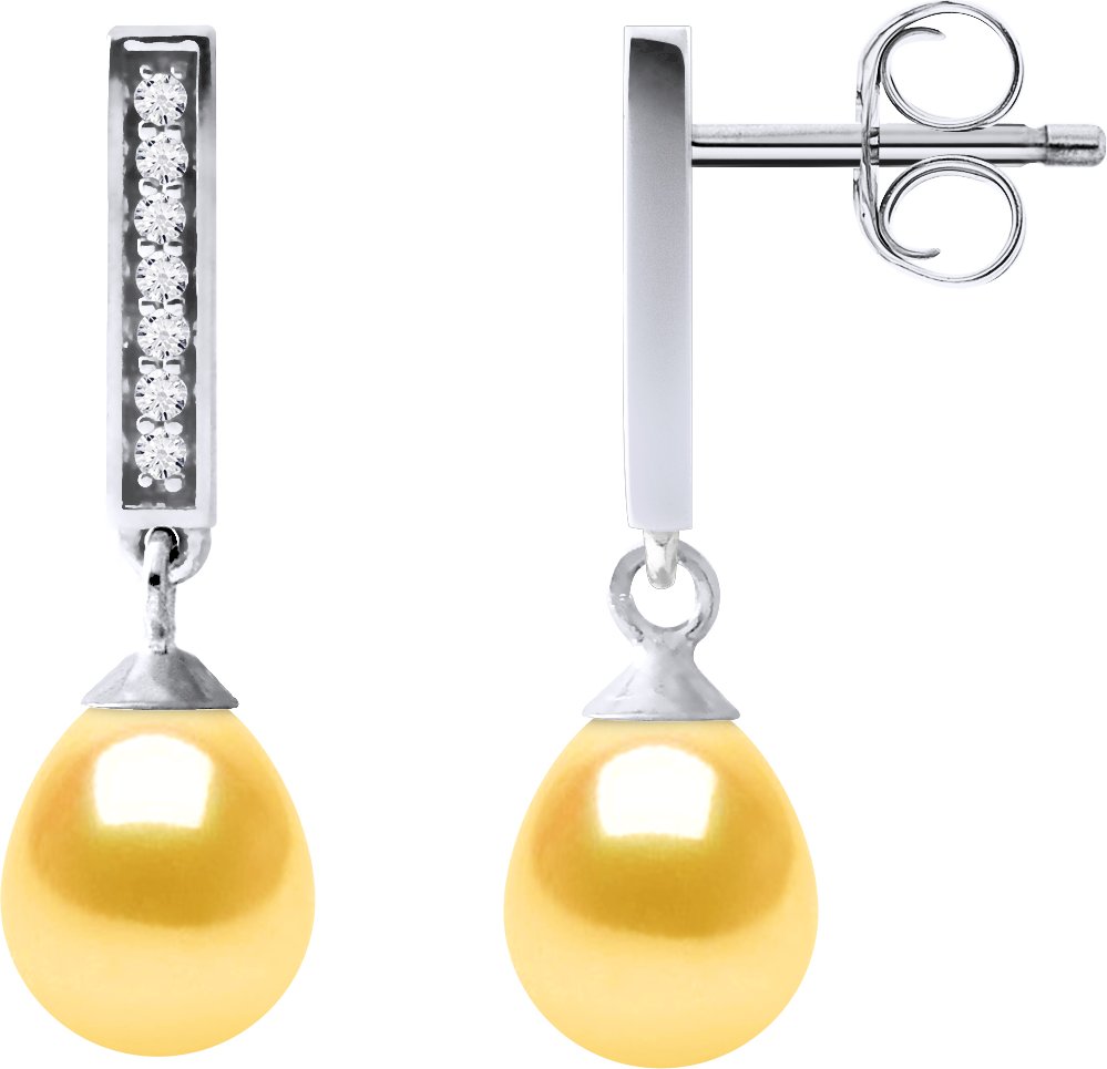 Ohrringe Hängeohrringe Süßwasserperlen 6-7mm Goldene Birnen Schmuckstücke 925