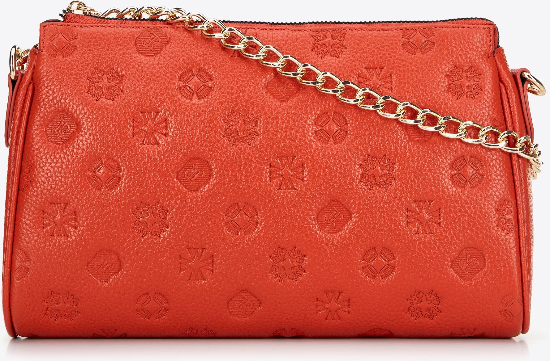 Wittchen Damen-Umhängetasche, orangefarbenes geprägtes Leder, Naturleder