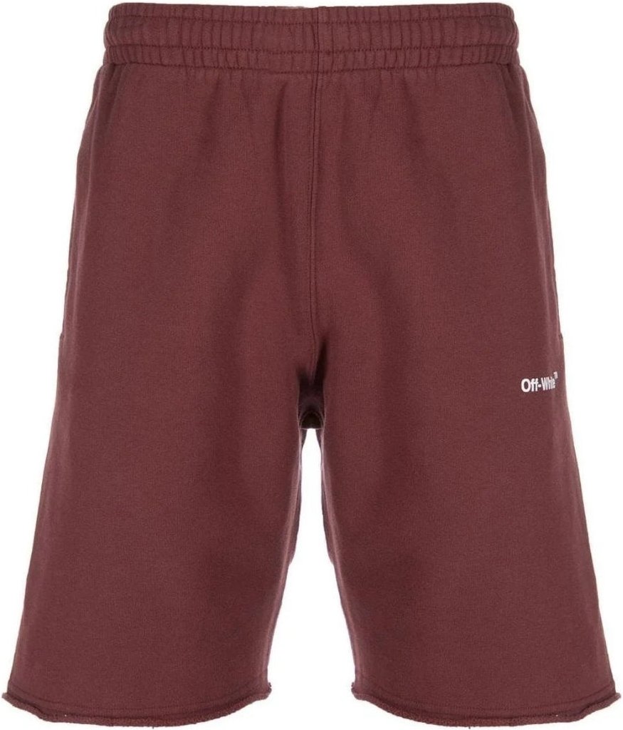 Off-White Diag Helvetica Burgunderrote Sweatshorts