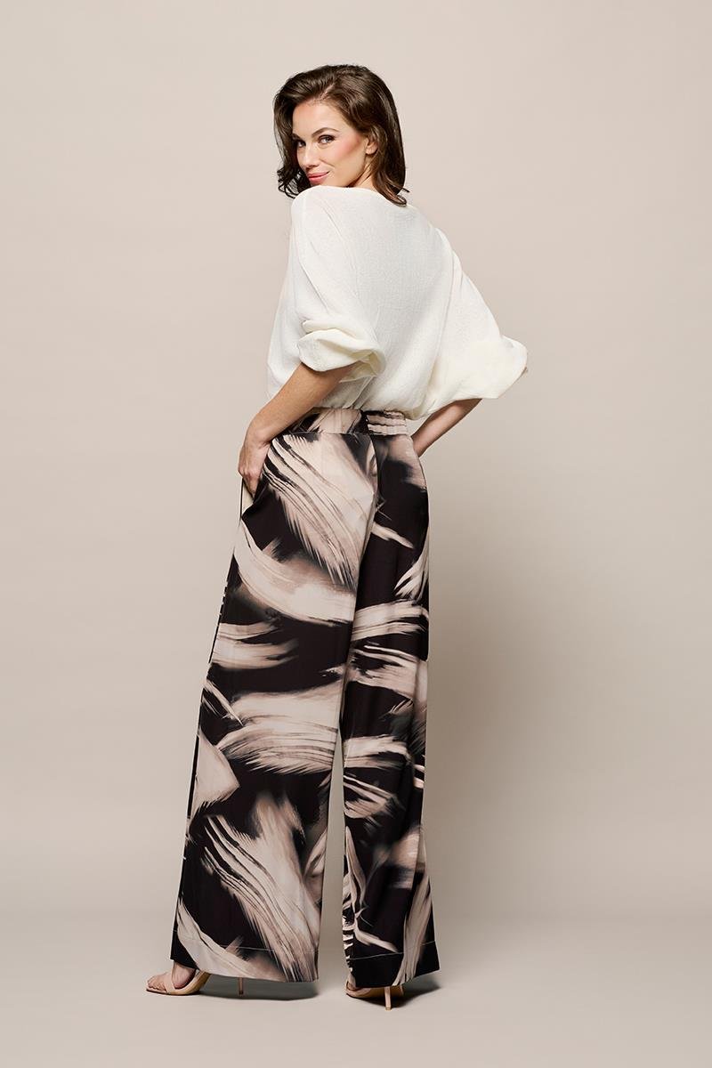 Aiden Printhose Schwarz/Cremeweiß